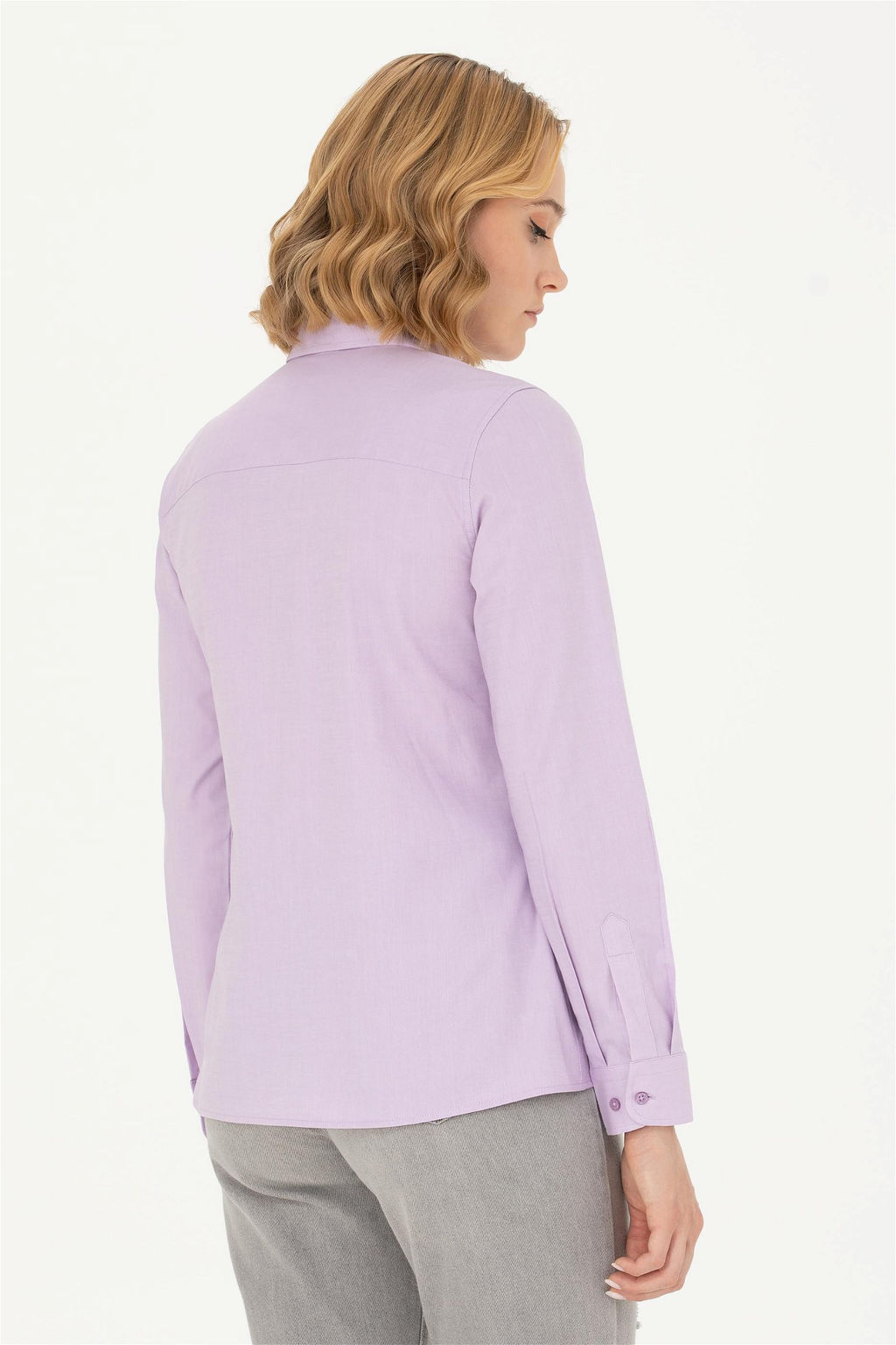 Женская сиреневая базовая рубашка с длинным рукавом - U.s. polo assn фото 12