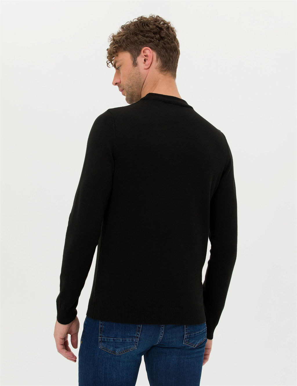 Siyah Slim Fit Yar_m Bal_k__ Yaka Basic Triko Kazak - Pierre cardin фото 5