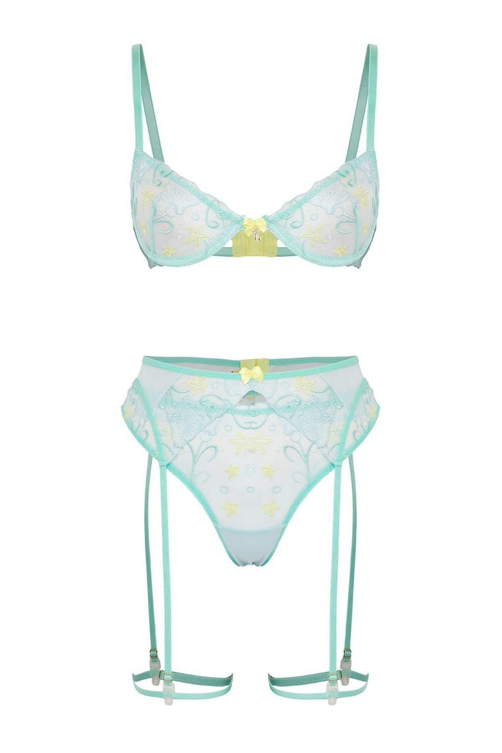 Trendyolmilla Lila-Sar? Tul Jartiyer, Toka, Bacak Bant Detayl? Kaps?z Orme Ic Camas?r? Tak?m? THMSS25CC00034  фото 5