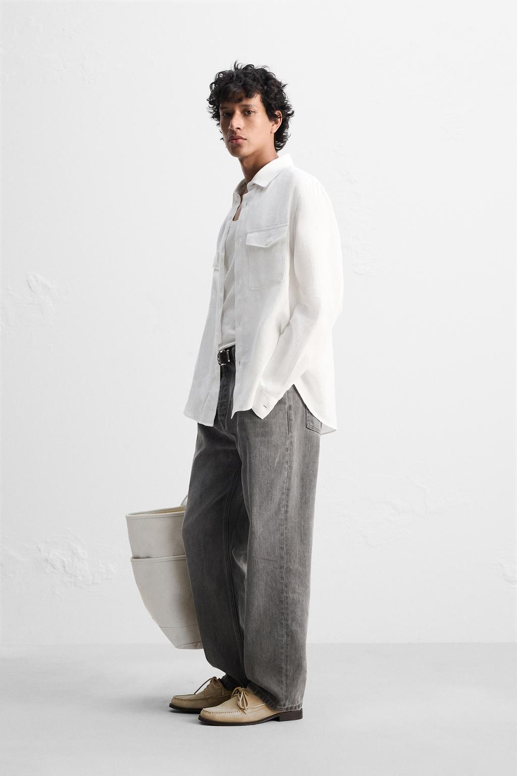 100% LINEN OVERSHIRT - Zara фото 4