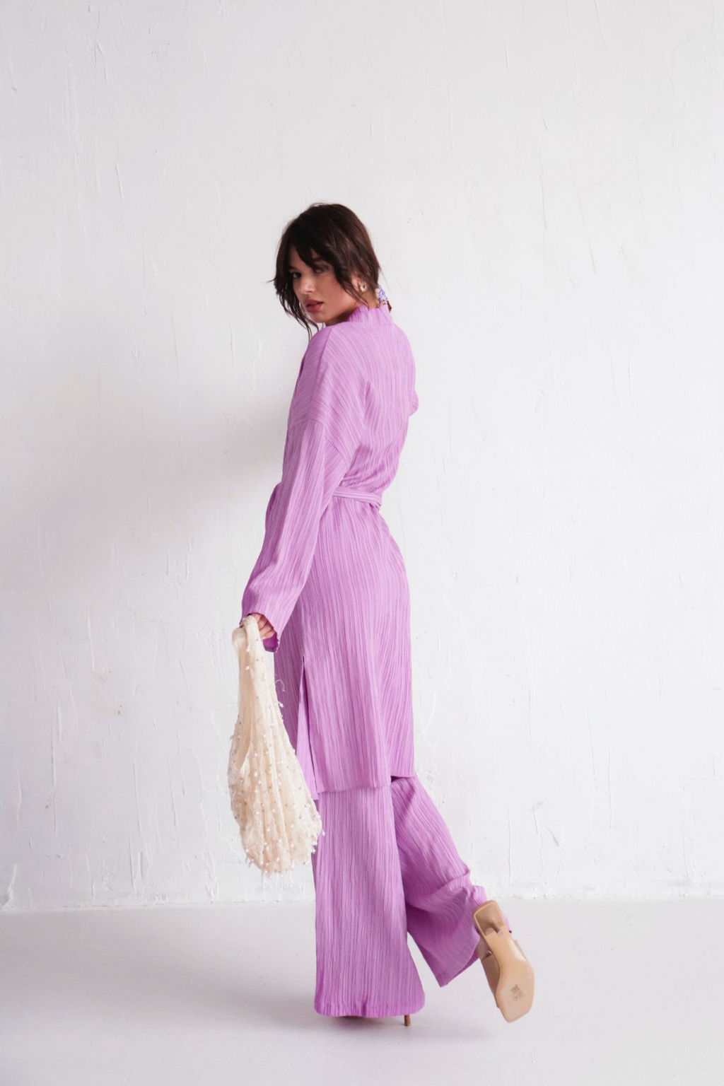 9540 Костюм из кимоно и брюк-палаццо сиреневый - Martichelli фото 3