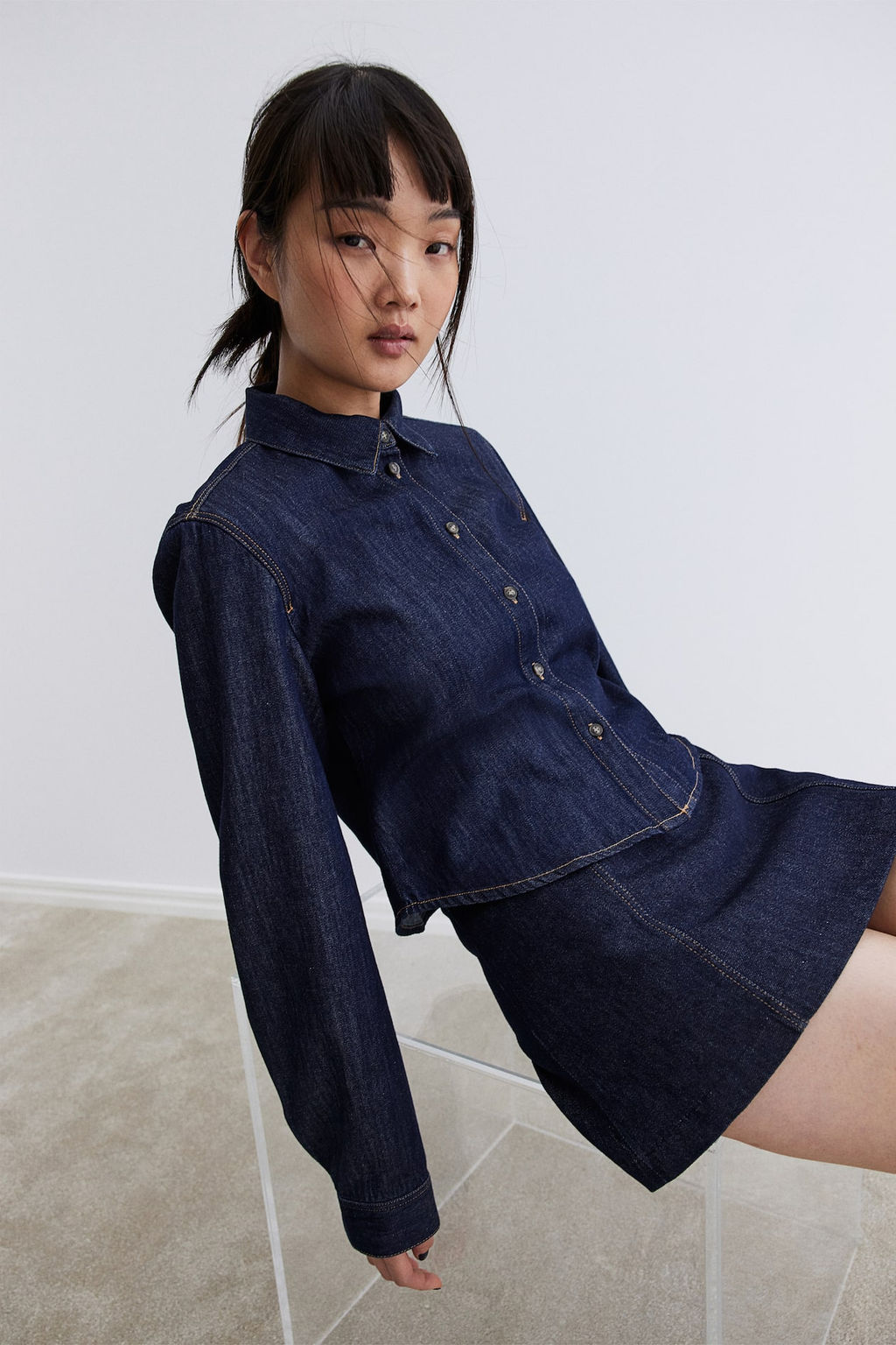 Camisa denim corta - H&m фото 4