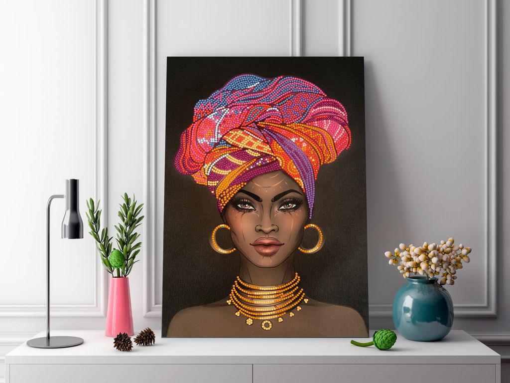 Кристальная (алмазная) мозаика ФРЕЯ ALPD-005 на подрамнике Африканская девушка 30 х 40 см