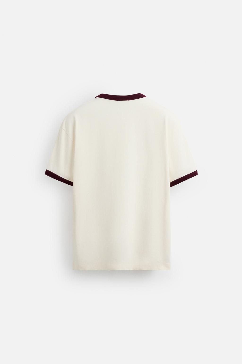 T-SHIRT WITH CONTRASTING RIBBED TRIMS - Zara фото 8