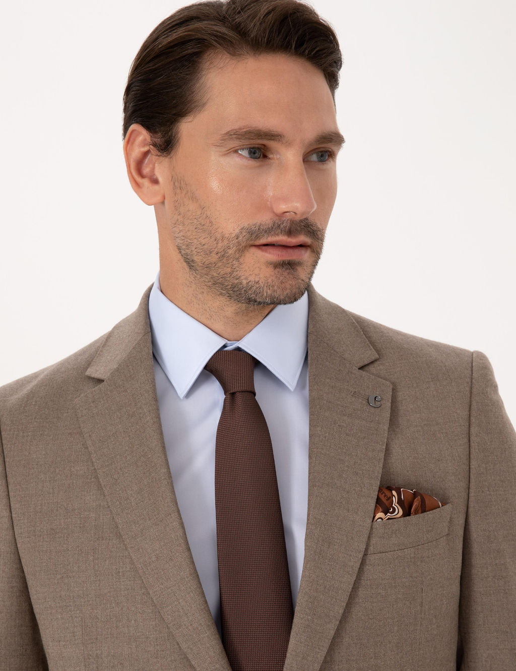 Camel Slim Fit Y_n Kar___ml_ Mikro Desenli Klasik Ceket - Cacharel фото 2