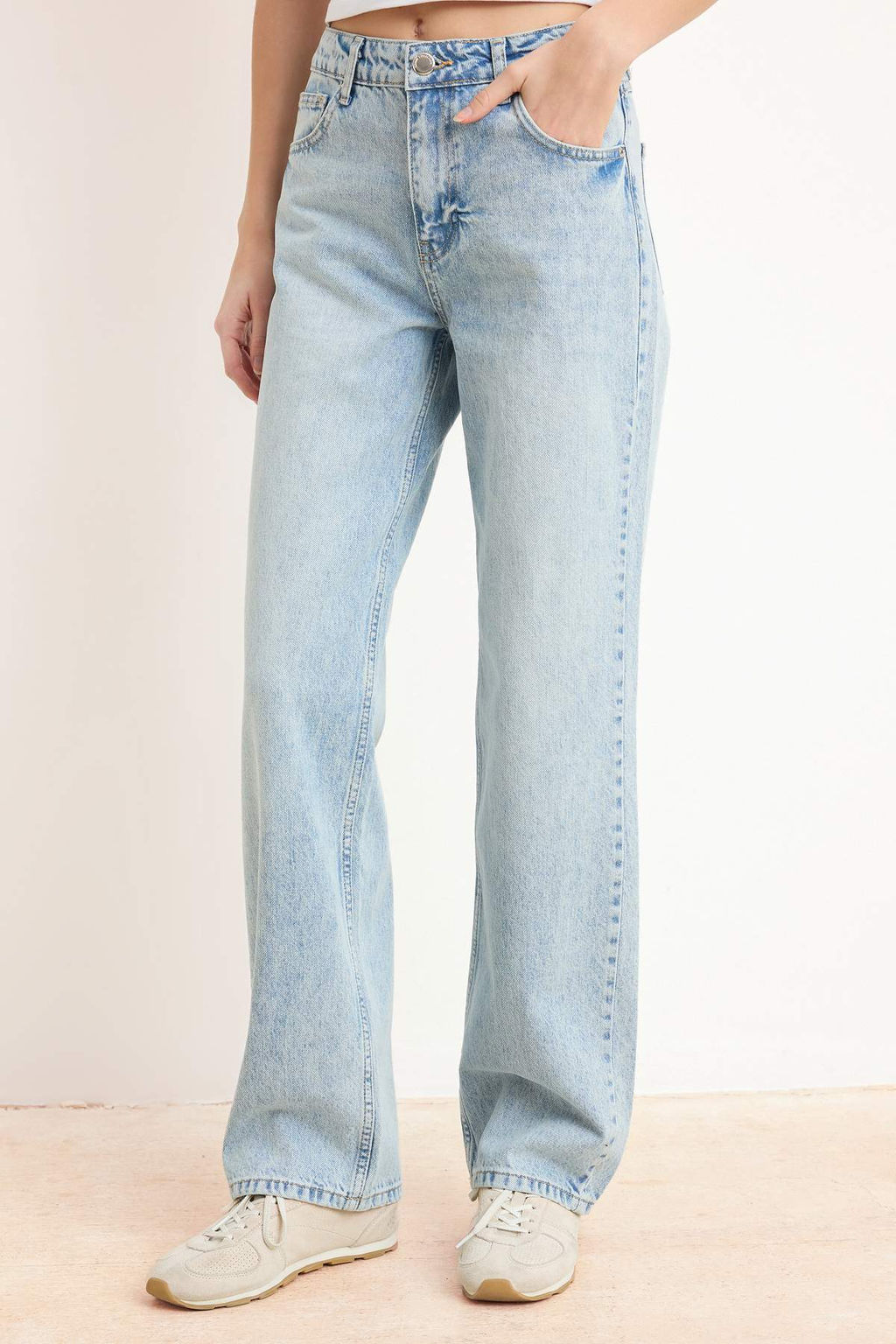 Mavi Yuksek Bel Straight/Duz Kesim %100 PamukluJeans TWOSS26JE00177 - Trendyolmilla фото 3