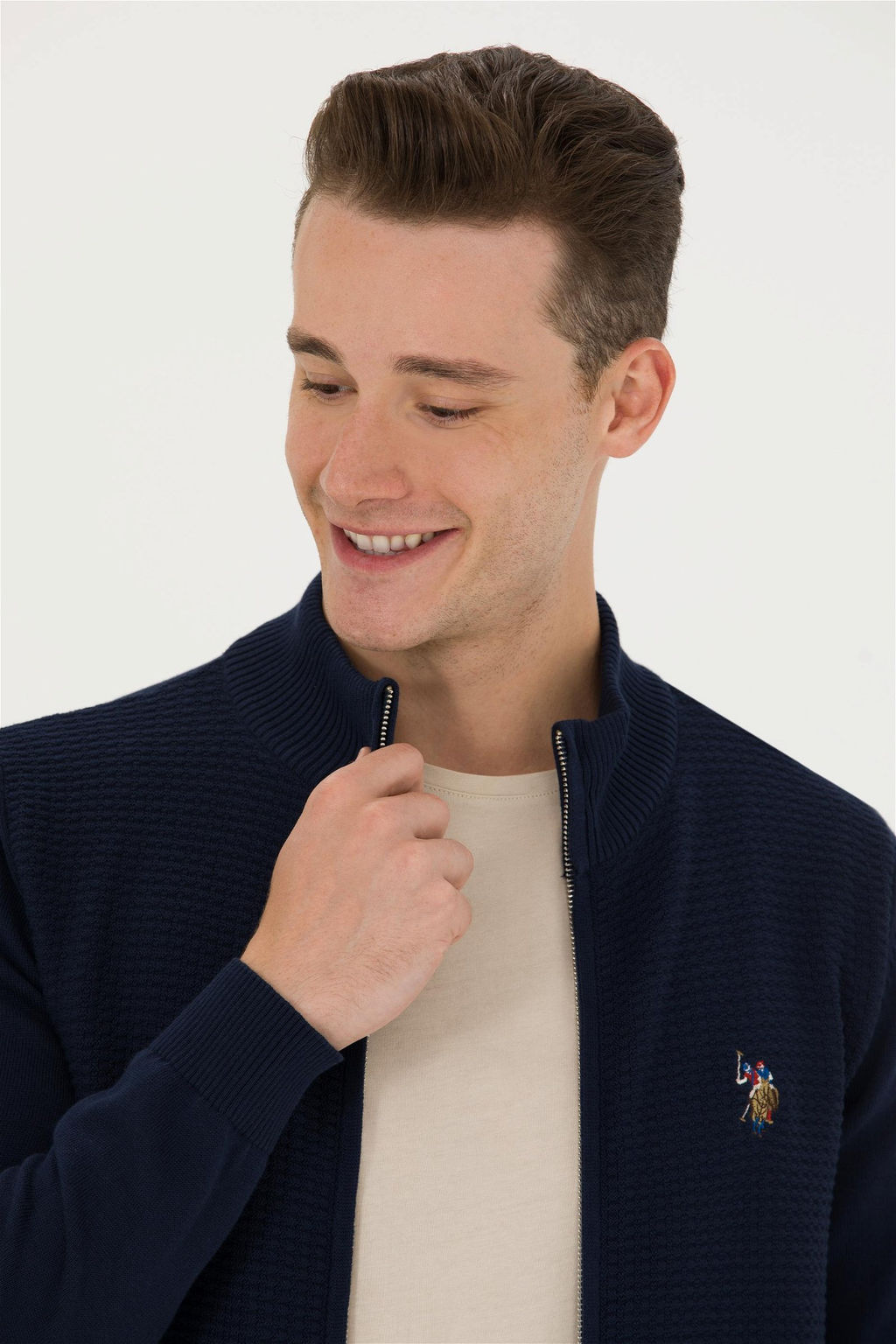 Кардиган мужской U. S. Polo Assn базовый темно-синий из хлопка - U.s. polo assn фото 2