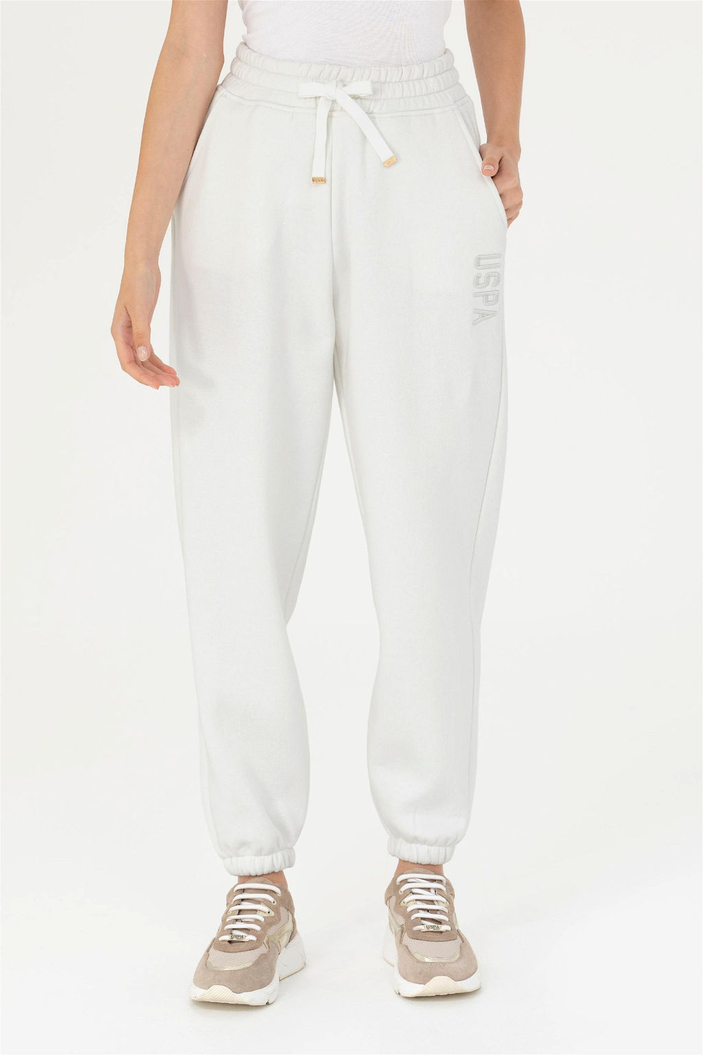 Женские спортивные штаны цвета экрю Неожиданная скидка в корзине - U.s. polo assn фото 2