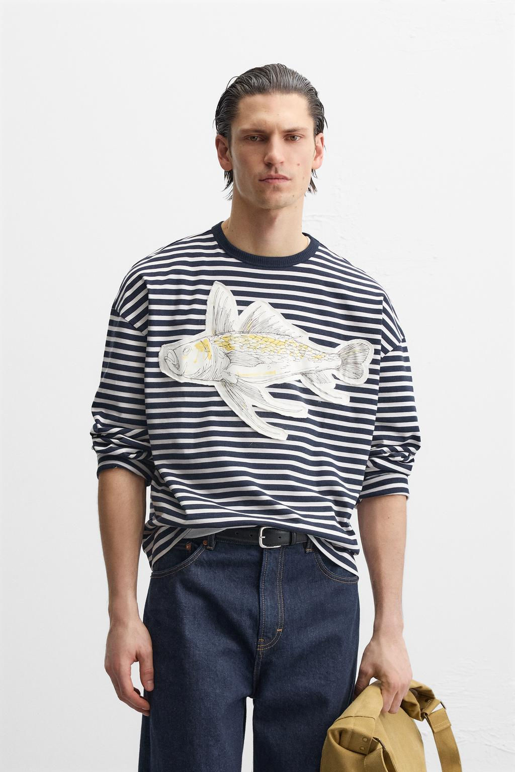 STRIPED PATCH T-SHIRT - Zara фото 2