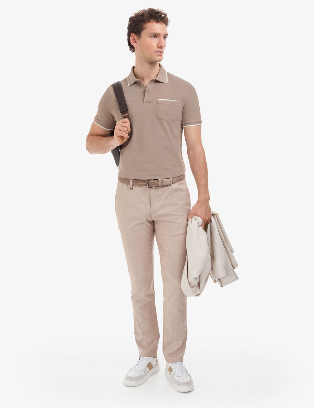 Kahverengi Regular Fit %100 Pamuk D__meli Polo Yaka Ti__rt