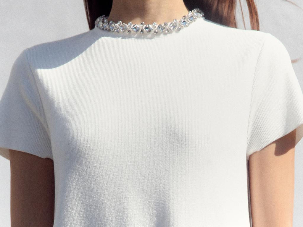 PLAIN KNIT MINI DRESS WITH RHINESTONES - Zara фото 3