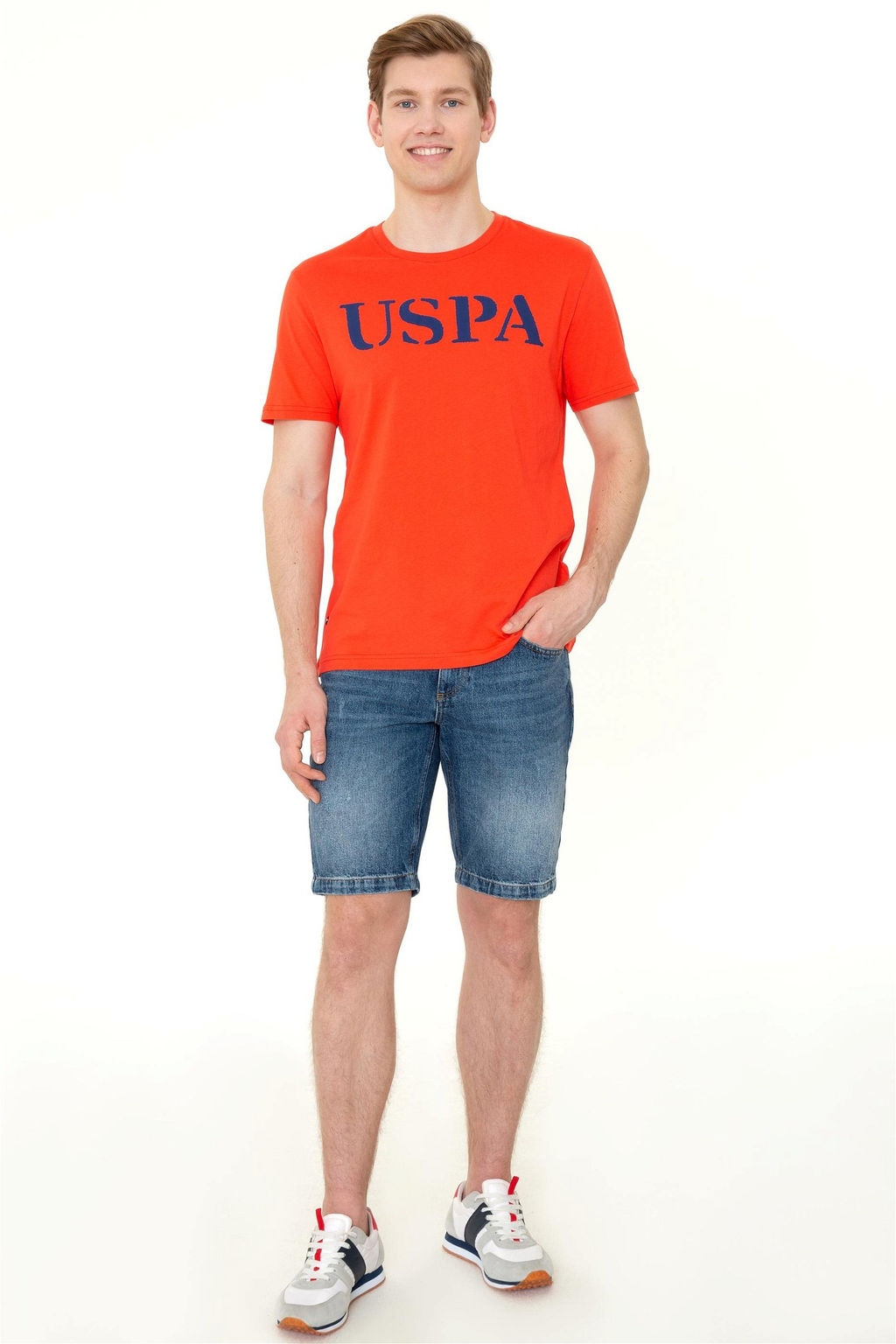 Мужская светло-красная футболка с круглым вырезом Basic - U.s. polo assn фото 13