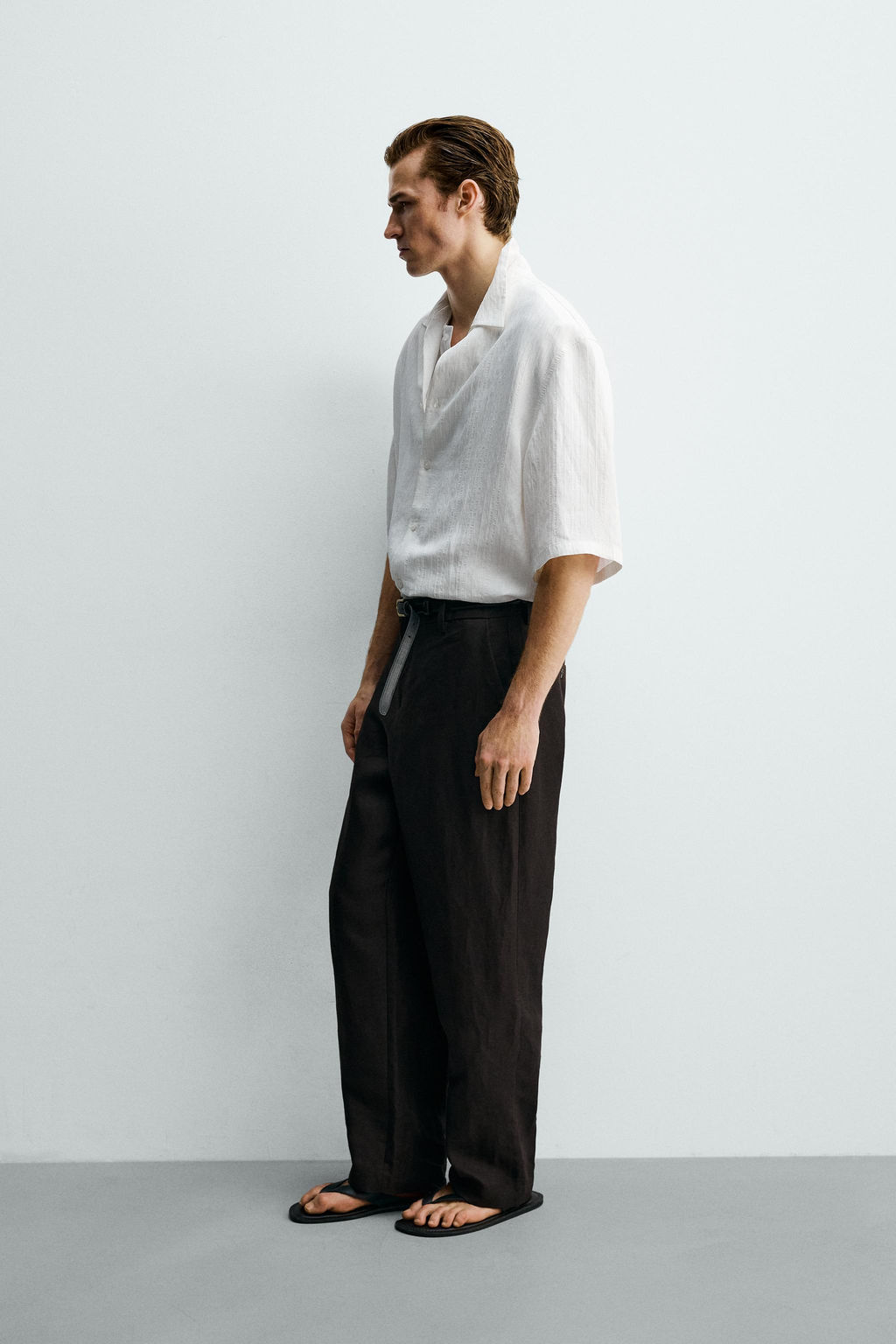 CAMISA BOXY FIT JACQUARD RAYAS / Blanco - Zara фото 4