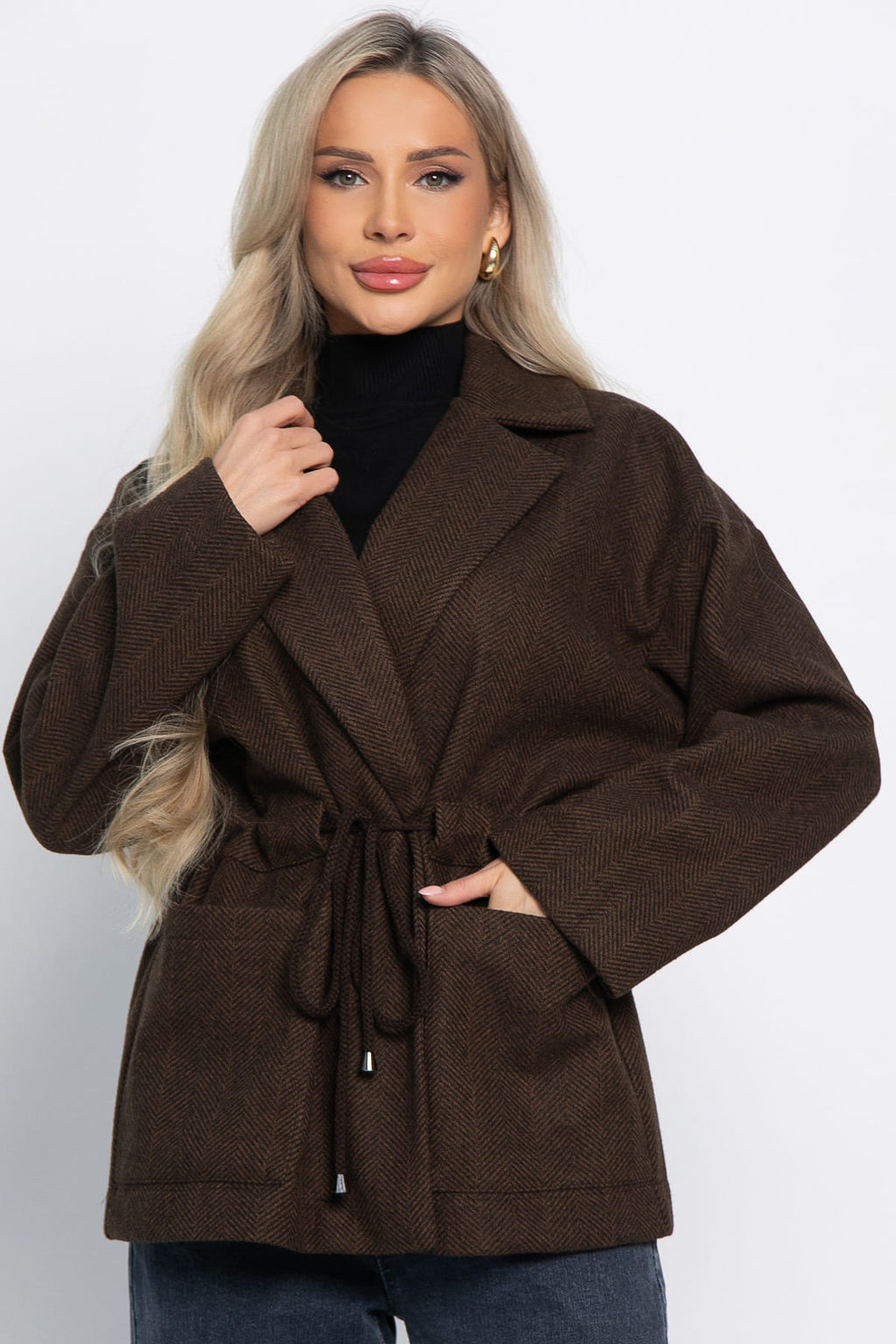 Пальто-пиджак (шоколад) Б15088-7М
