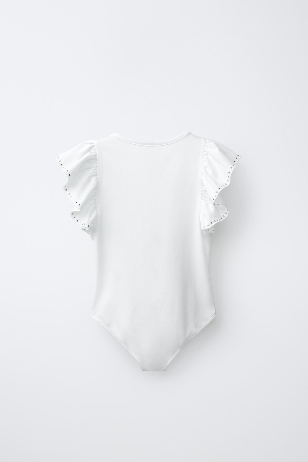BODY VOLANTE Y TACHAS CON MODAL / Blanco - Zara фото 3