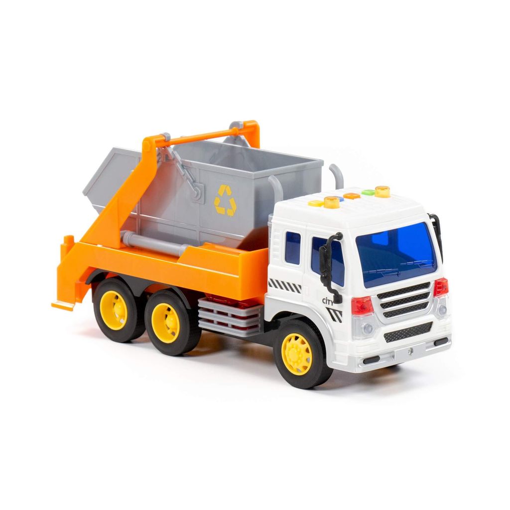 Сити, автомобиль-контейнеровоз инерционный (со светом и звуком) (оранжевый) (в коробке) - Полесье фото 5