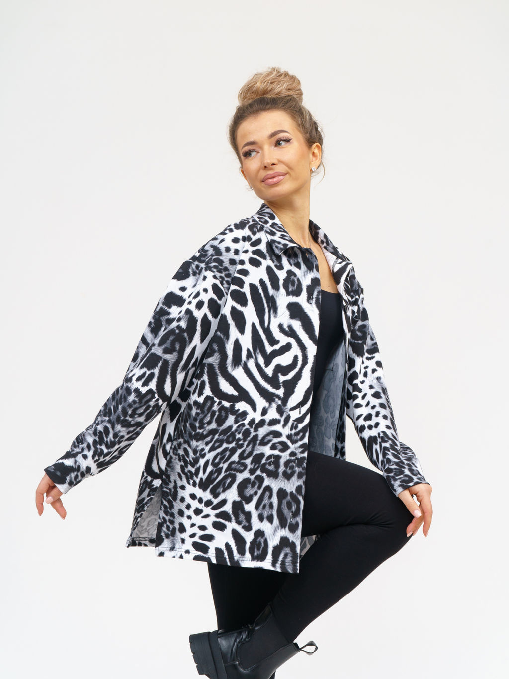 942 Туника-Рубашка "Лео/серый"