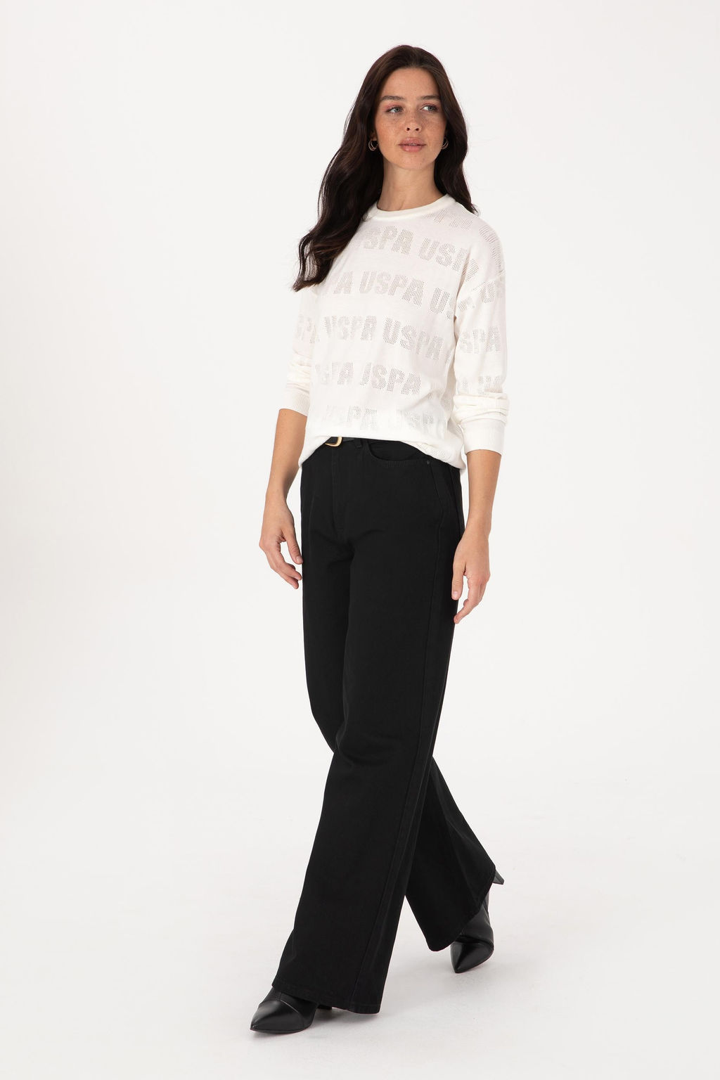 Kad_n Krem Bisiklet Yaka Kazak - U.s. polo assn фото 4