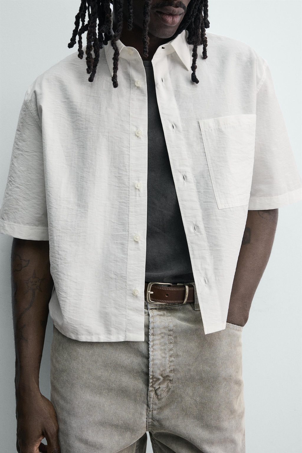 CAMISA BOXY FIT BOLSILLO / Blanco - Zara фото 6