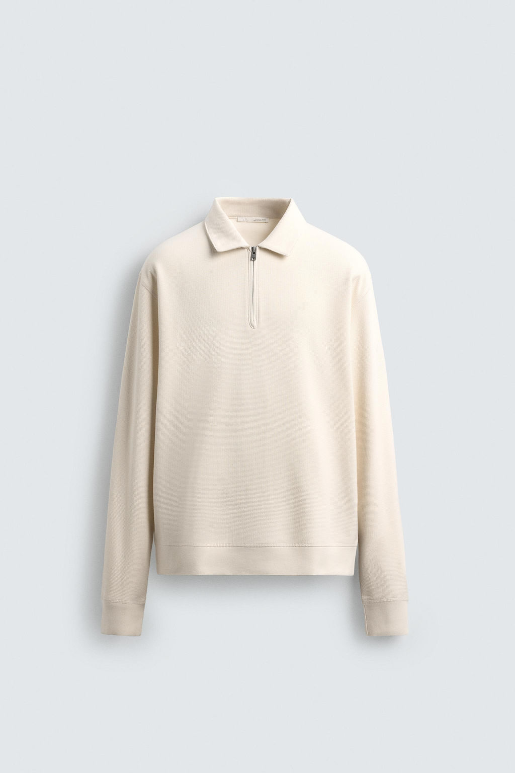 TEXTURED WEAVE POLO SHIRT WITH ZIP - Zara фото 6