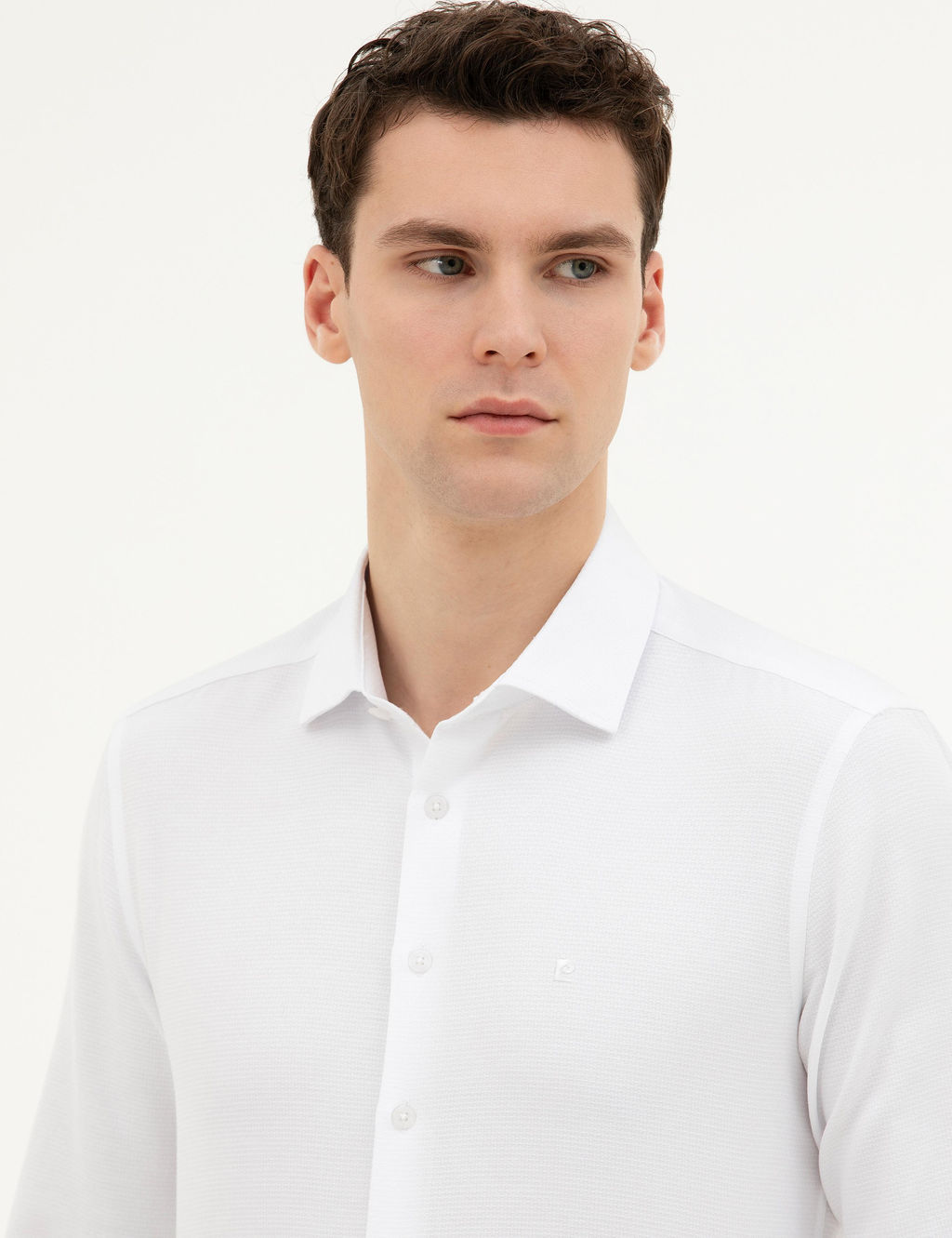 Рубашка Pierre Cardin Slim Fit белая с длинным рукавом
