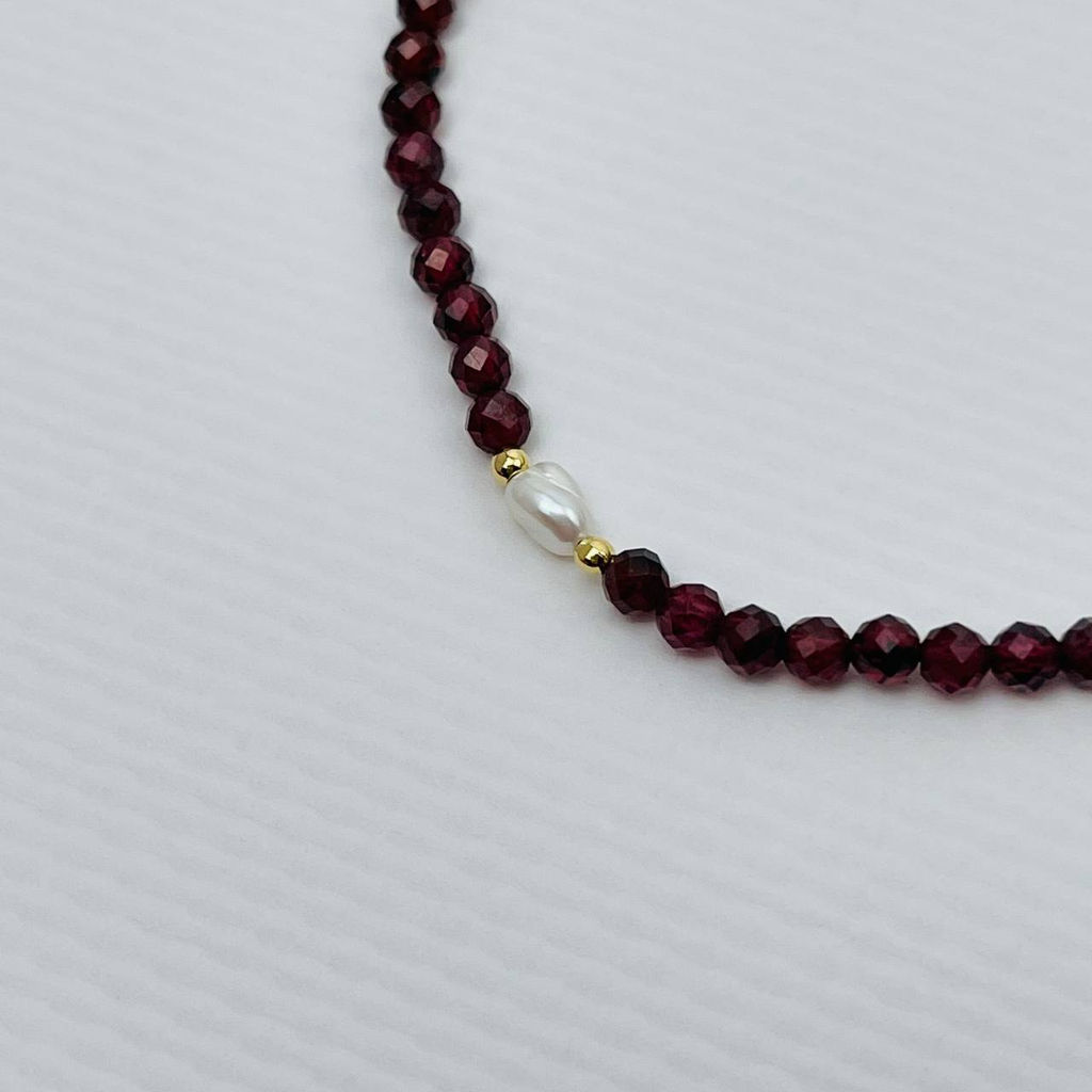 Бусы из Граната с Жемчугом 40 см +