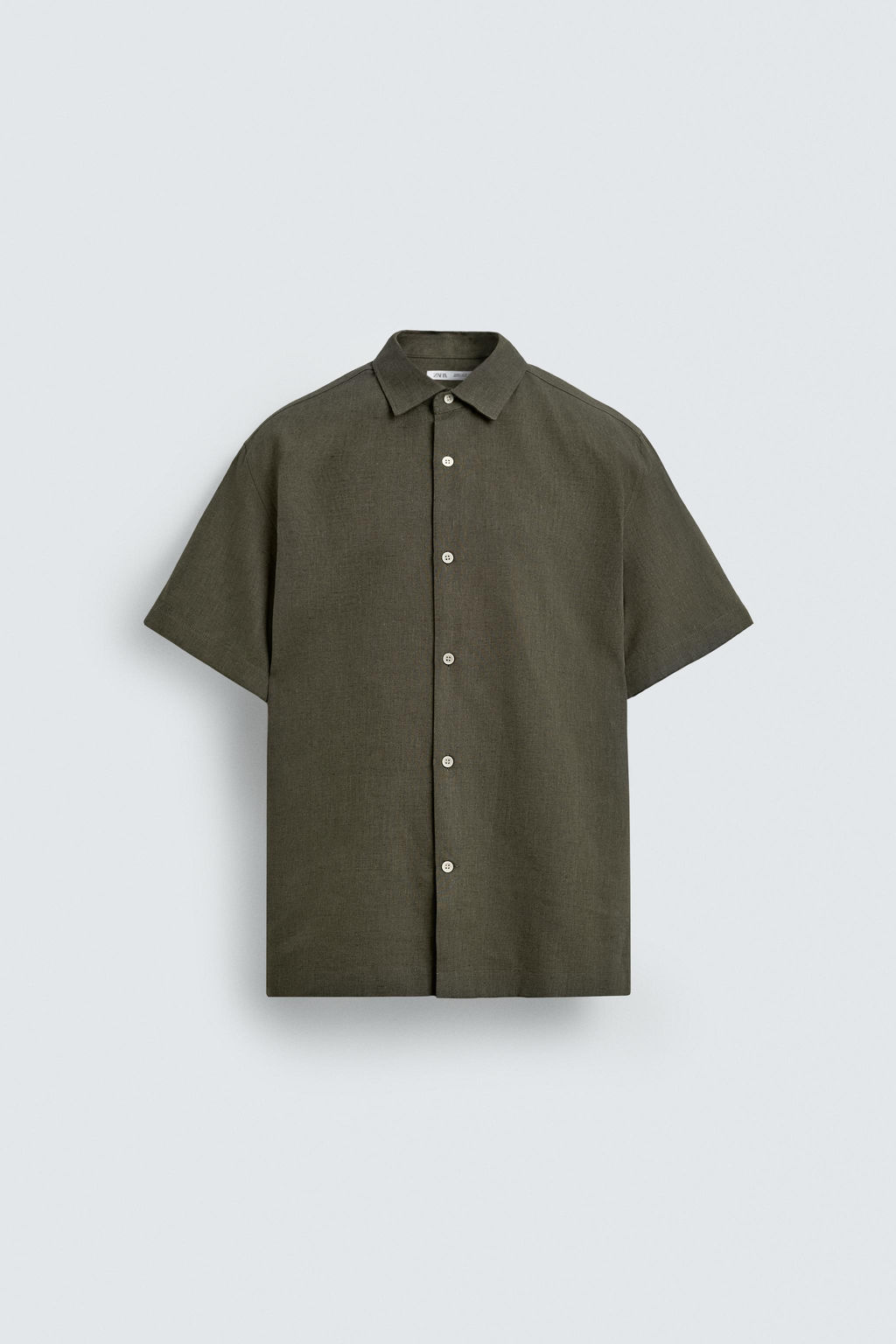 CAMISA ESTRUCTURA LINO - ALGOD?N / Oliva oscuro