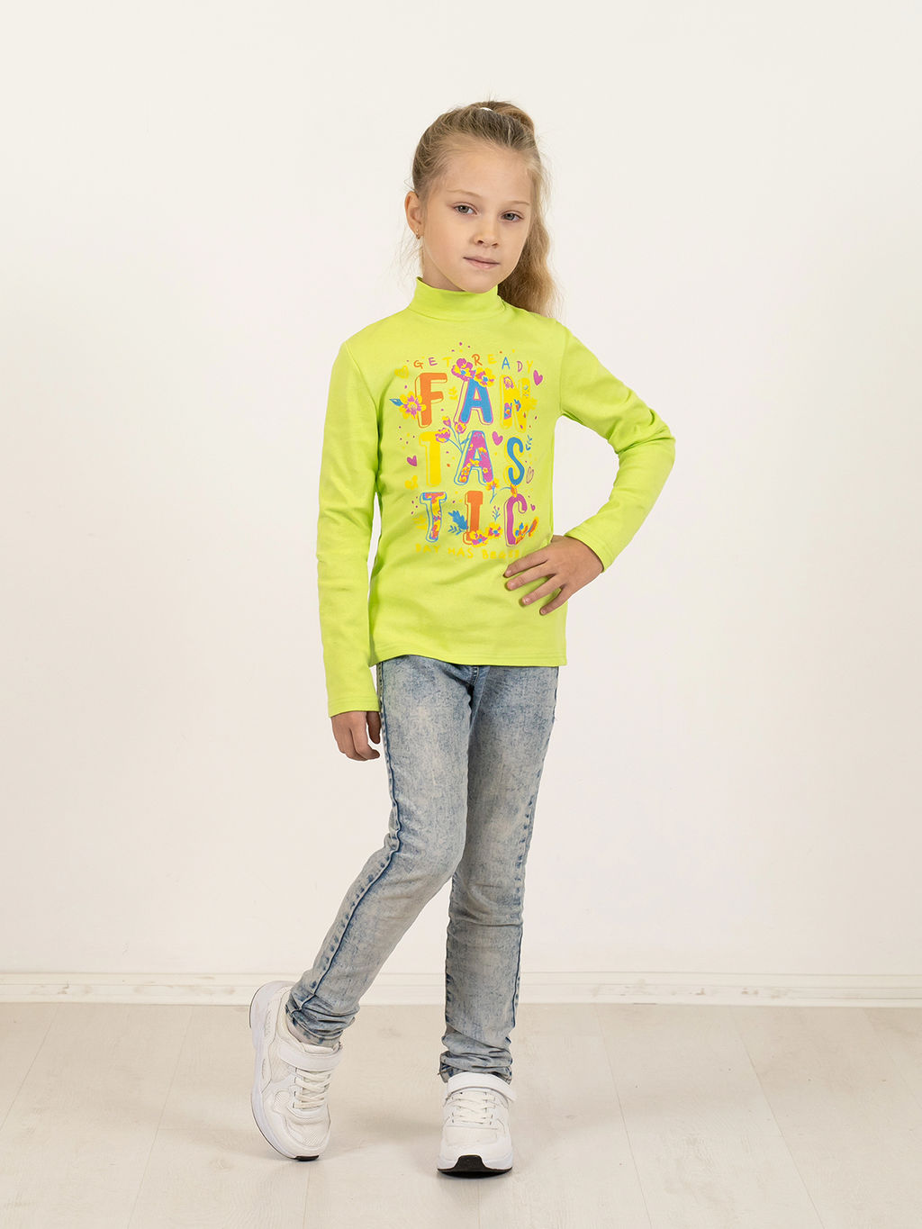 Джемперводолазка салатовая принт фантазия