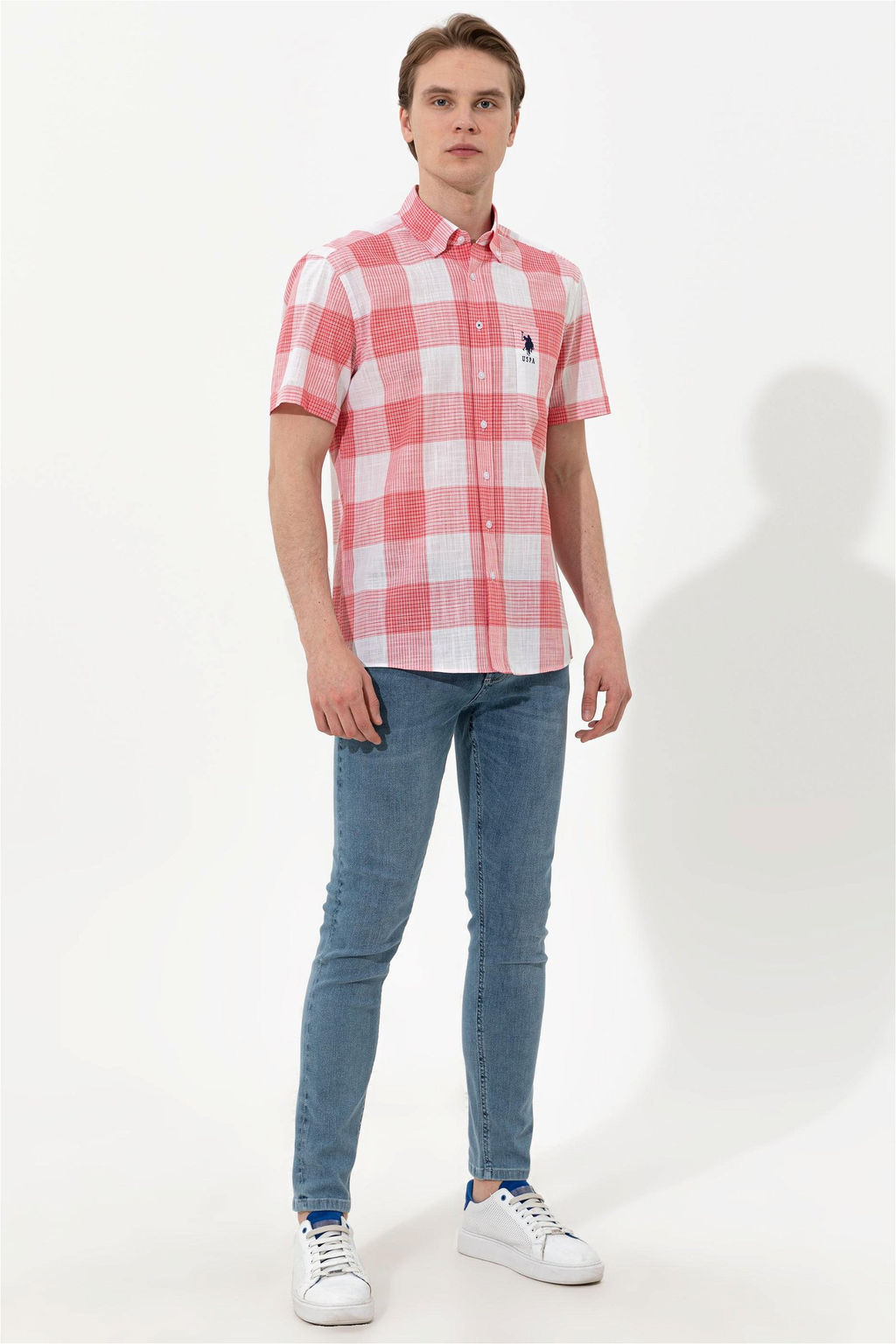 Мужская красная рубашка с коротким рукавом - U.s. polo assn фото 10