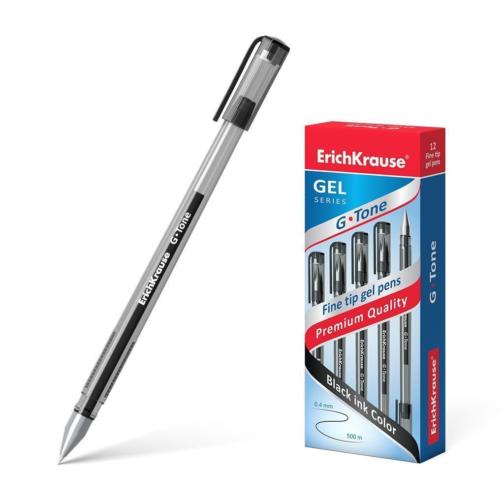 Ручка гелевая ErichKrause G-TONE 0,5 мм черная, круглый корпус