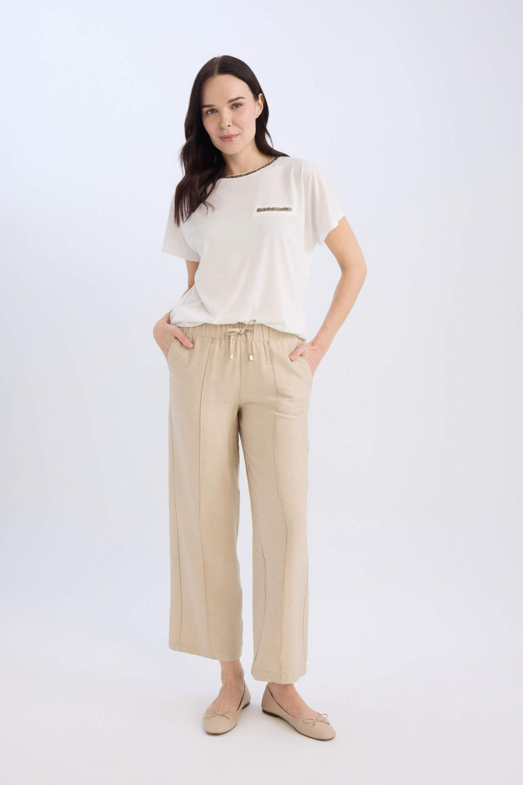 Wide Straight Esnek Belli Cepli Bagc?kl? Duz Paca Pantolon - Defacto фото 2