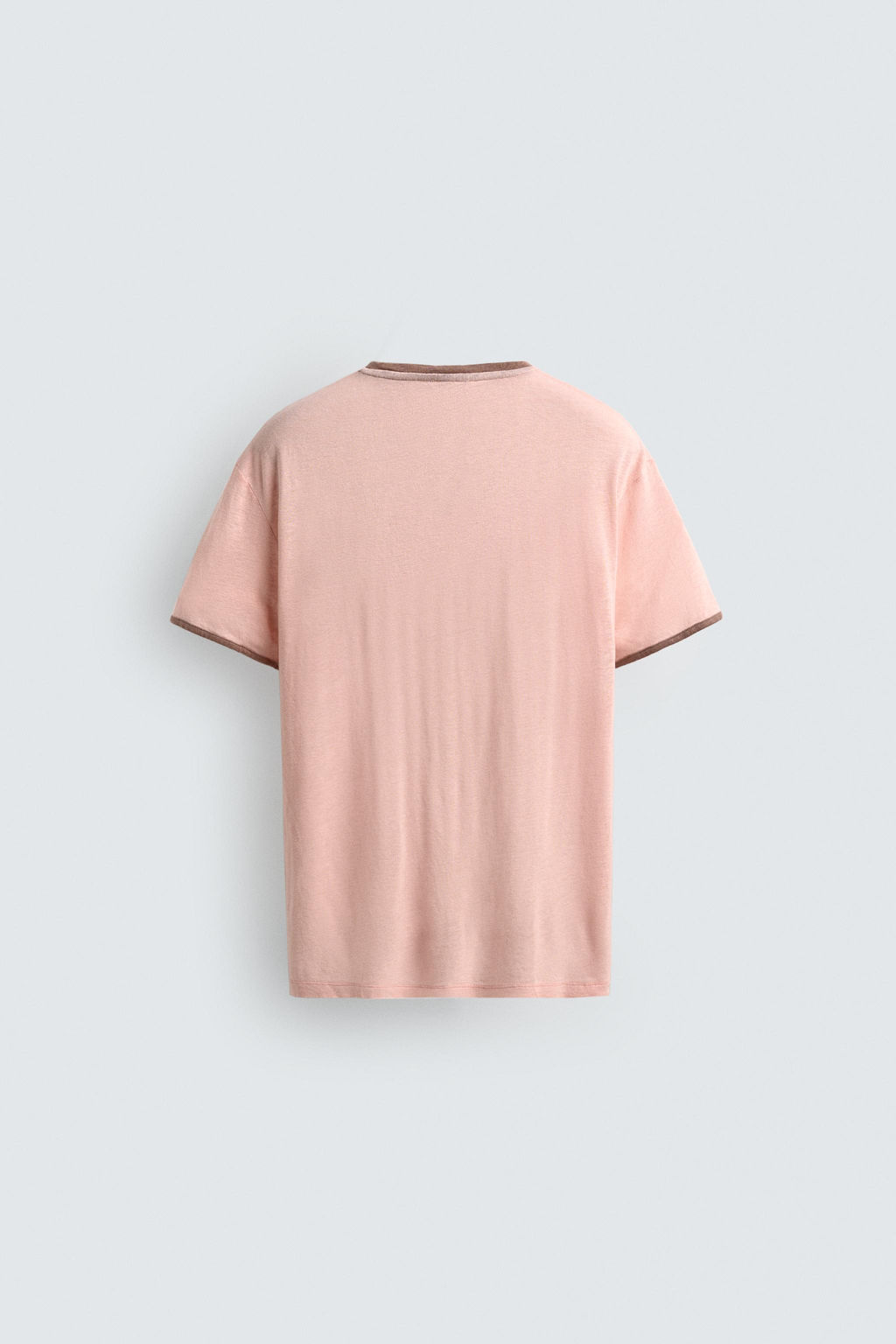 CAMISETA VISCOSA - LINO CONTRASTE / Rosa claro