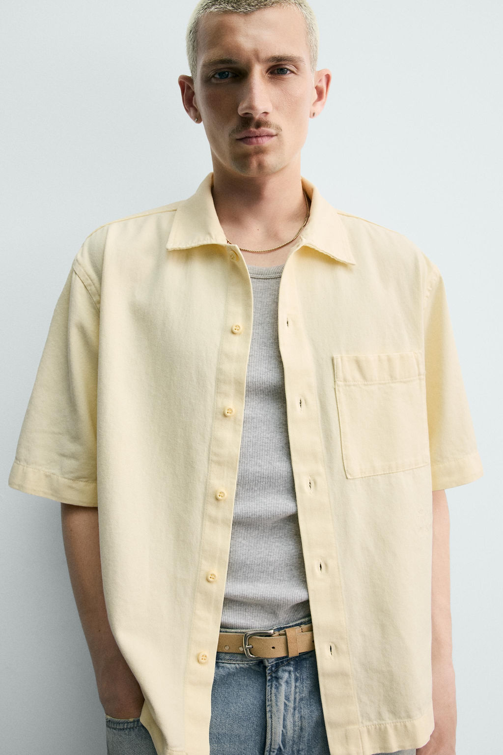 SOBRECAMISA ESTRUCTURA BORDADO / Amarillo - Zara фото 5