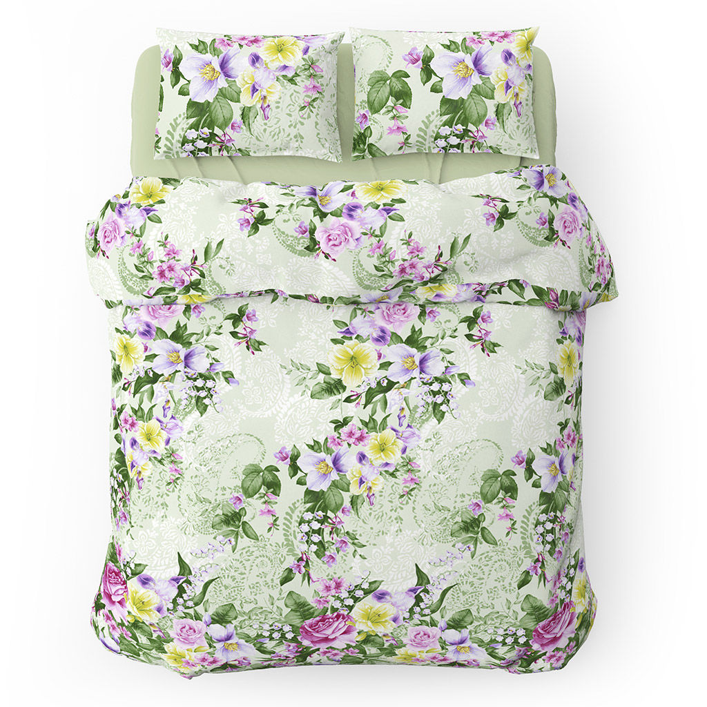 Постельное белье, комплект Евро Макси "Примавера", 4 предмета: пододеяльник на пуговицах 240х215см, простыня классическая 220х240см, 2 наволочки 70х70см с клапаном-запахом, перкаль "Премиум" 110г/м2, хлопок 100%, упаковка "классическая" ПВХ 34,5х41см