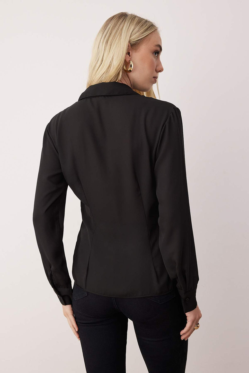 Siyah Hafif Transparan Onden Baglama Detayl? Sifon TWOAW26GO00065 - Trendyolmilla фото 4