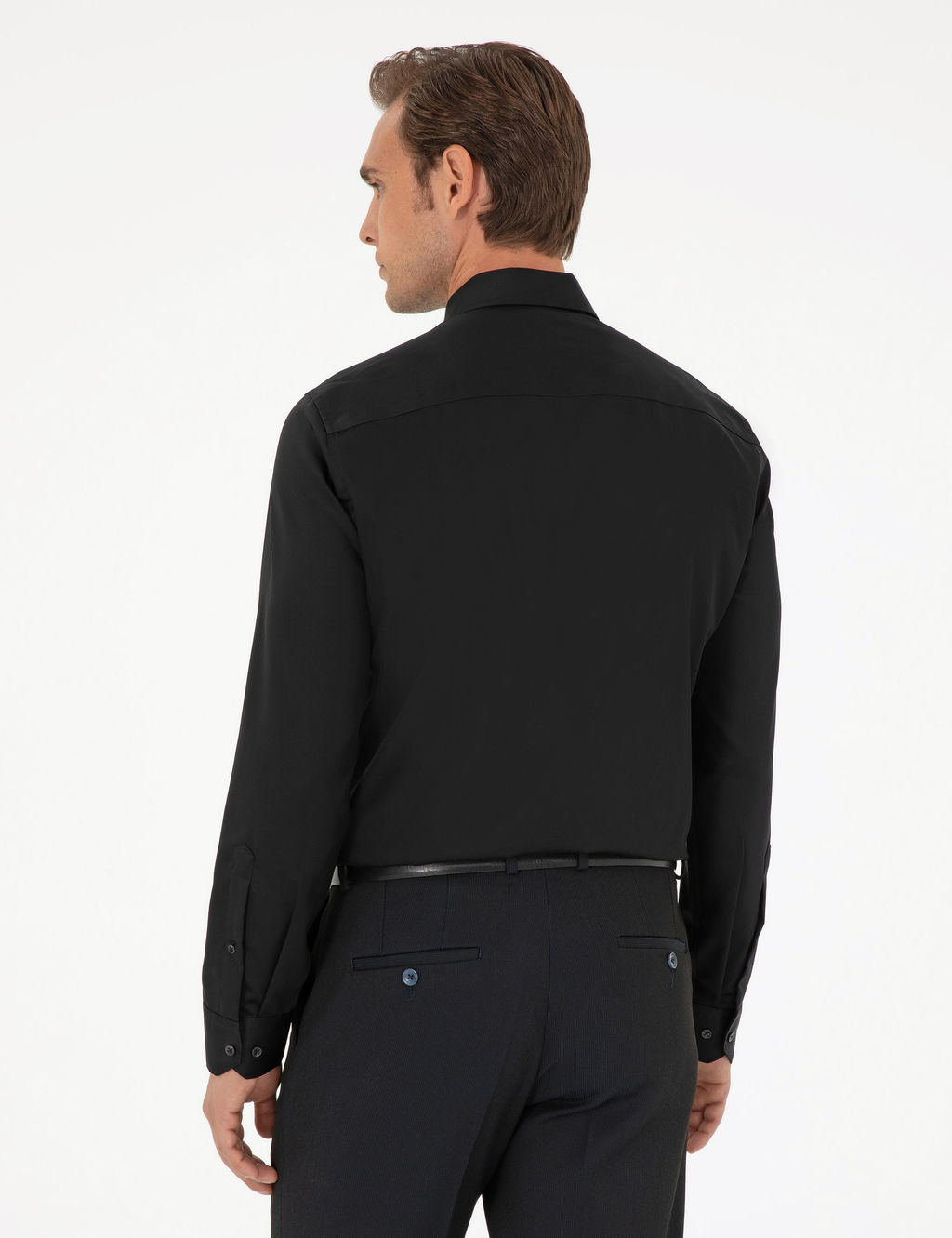 Рубашка Pierre Cardin Slim Fit черная с длинным рукавом