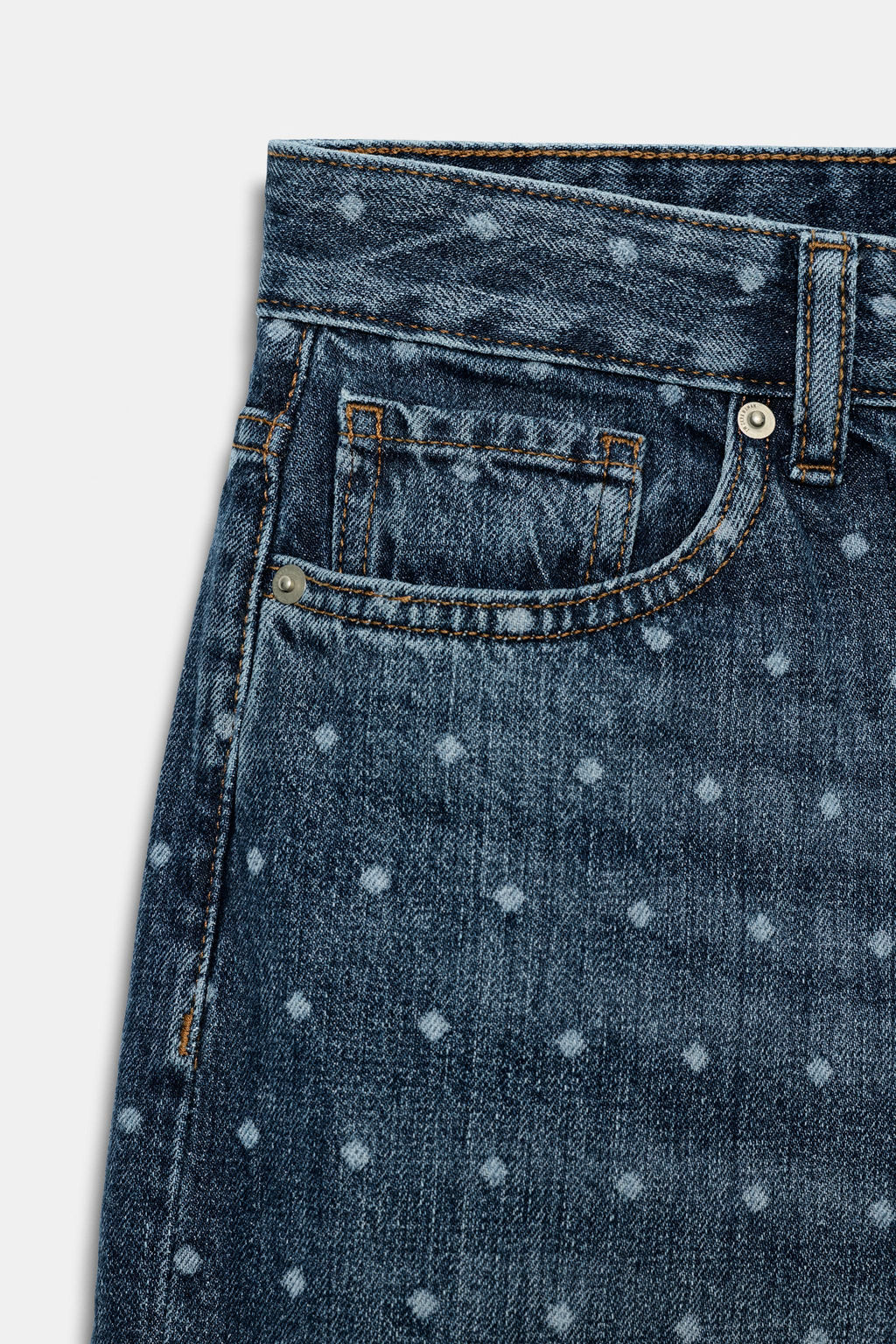 JEANS ZW COLLECTION TAPERED TIRO MEDIO LUNARES / azul - Zara фото 8