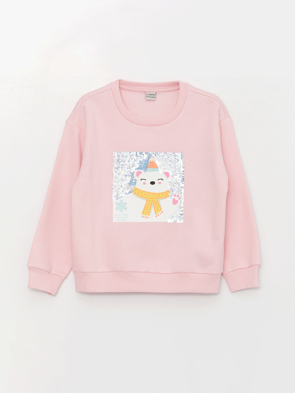 Bisiklet Yaka Bask?l? ?ift Y?nl? Payetli Uzun Kollu K?z ?ocuk Sweatshirt - Waikiki фото 3