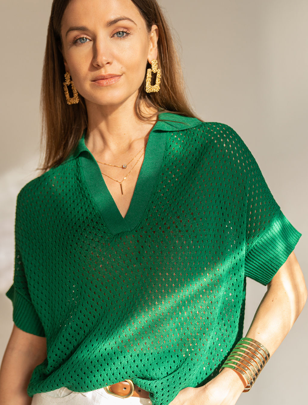 VILATTE / Джемпер-поло из гладкой вискозы с лиоцеллом  фото 7