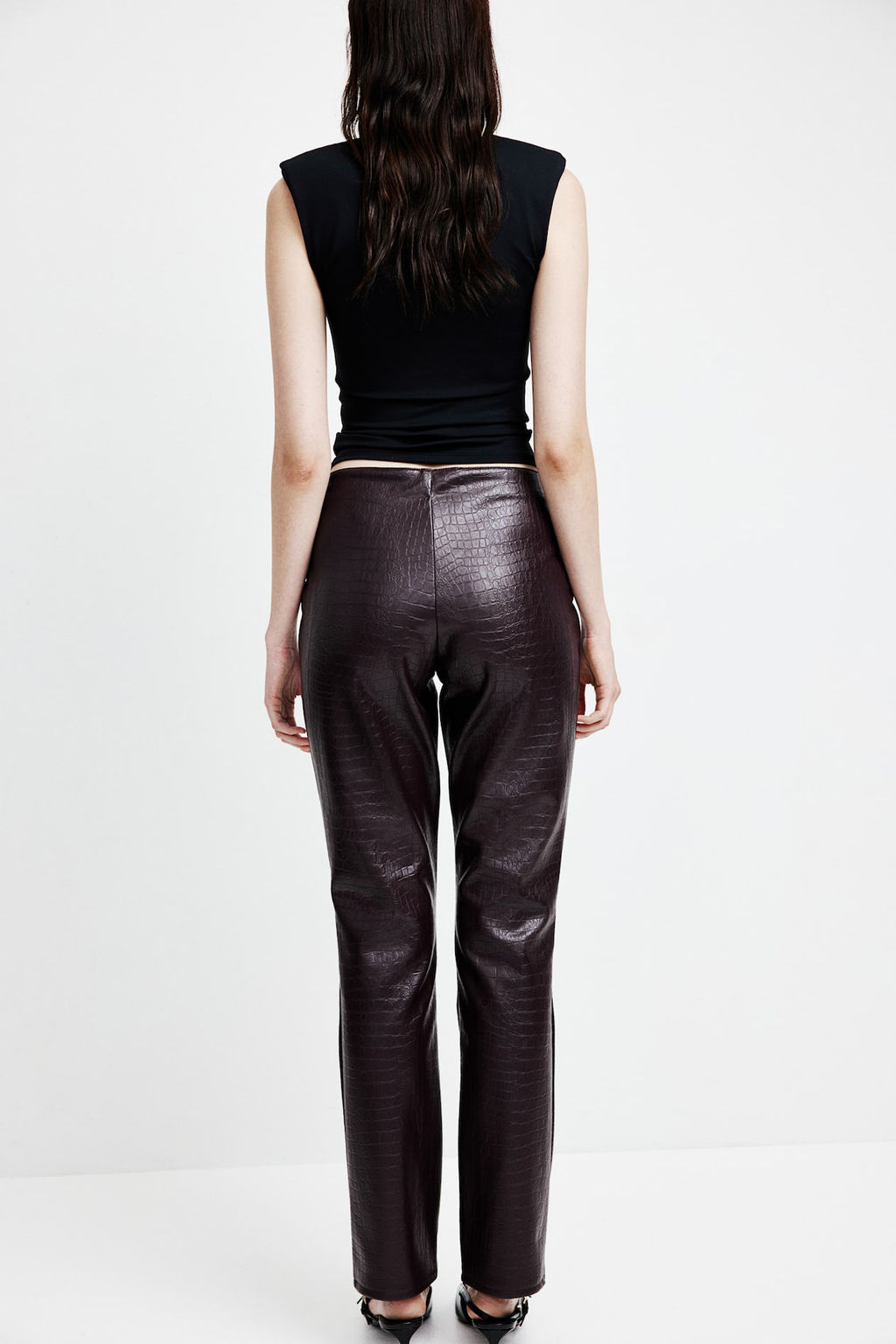 Pantalon revestido de corte recto - H&m фото 4