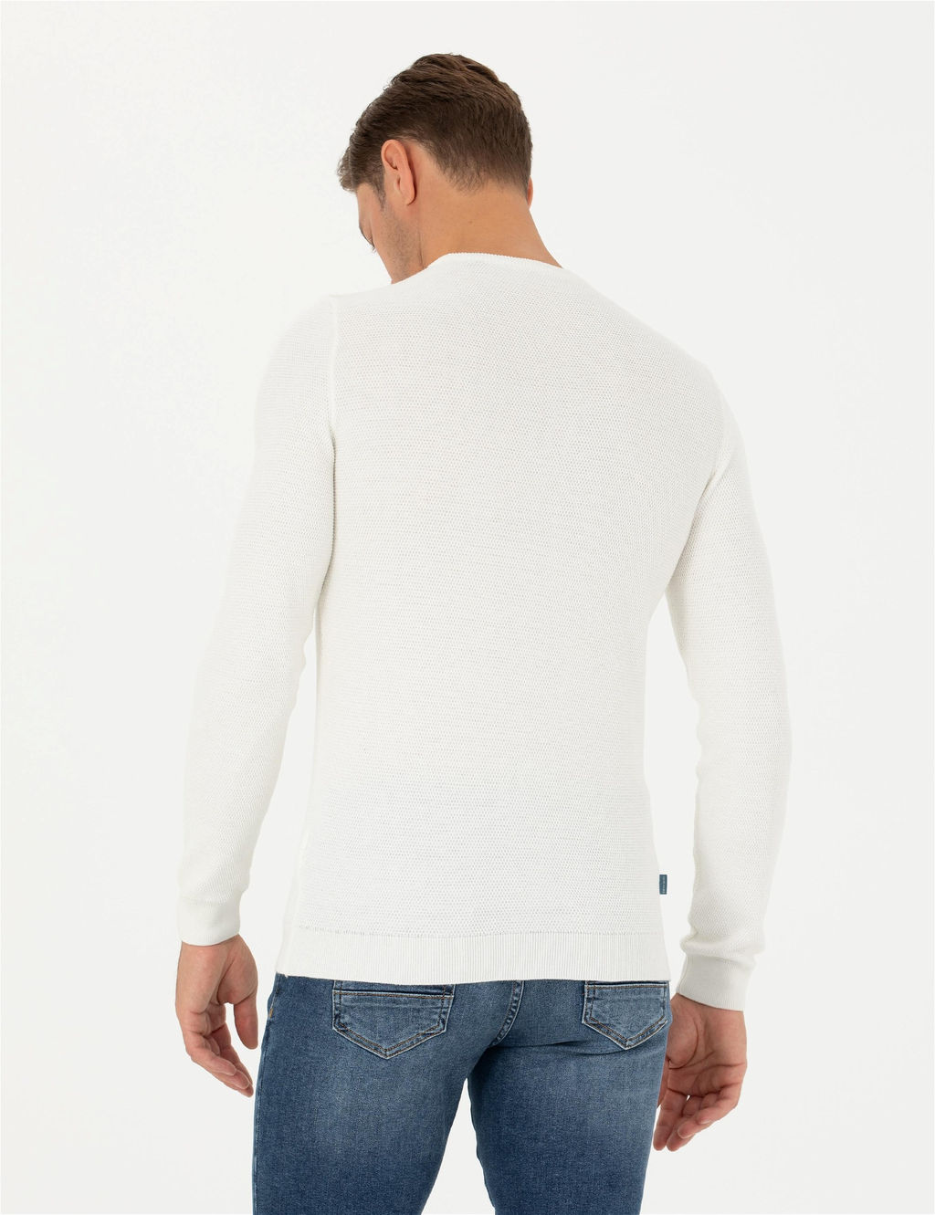 Ekru Slim Fit Fermuarl_ Dik Yaka Triko Kazak - Pierre cardin фото 6