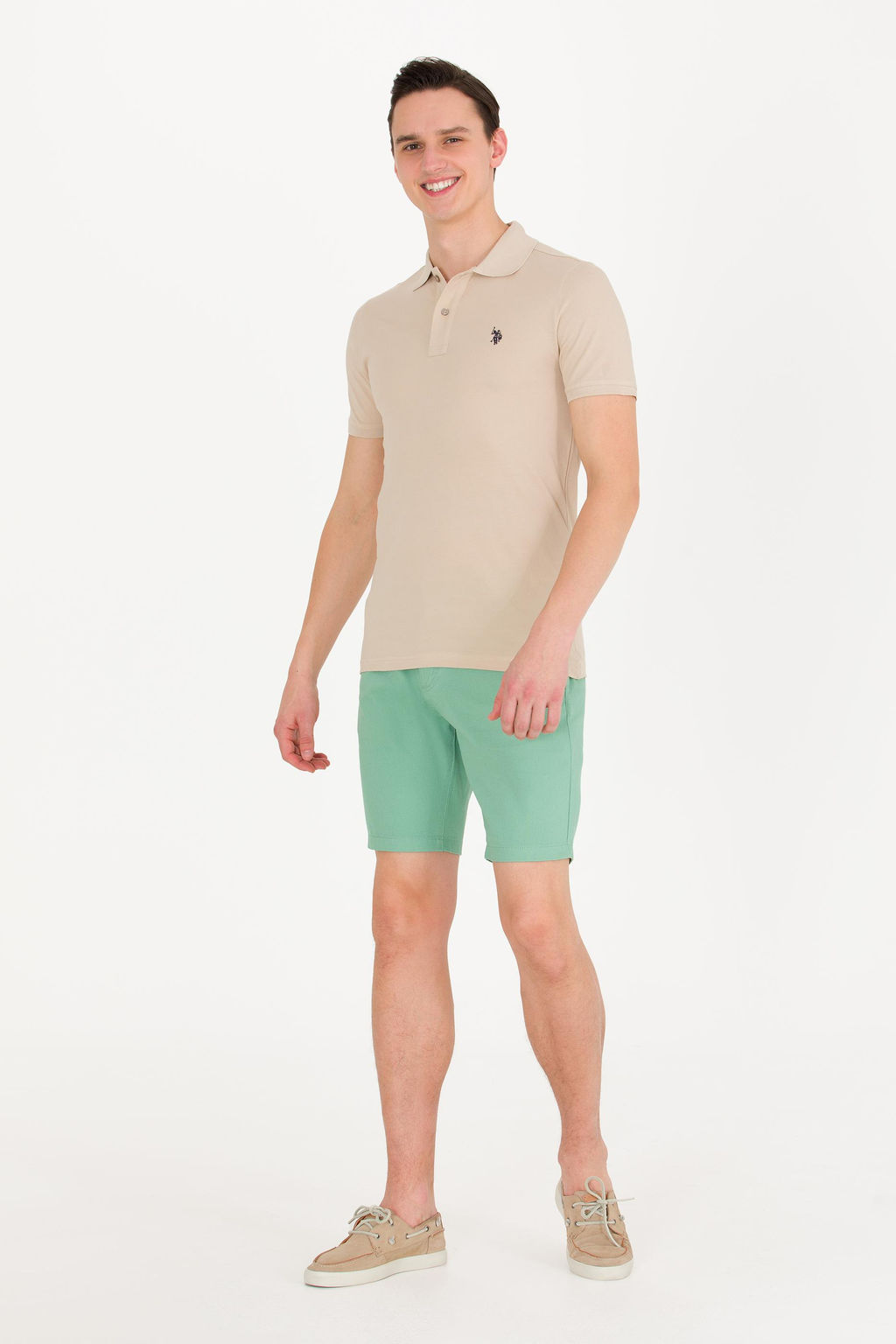U. S. Polo Assn Мужская базовая футболка с воротником-поло Stone - U.s. polo assn фото 5