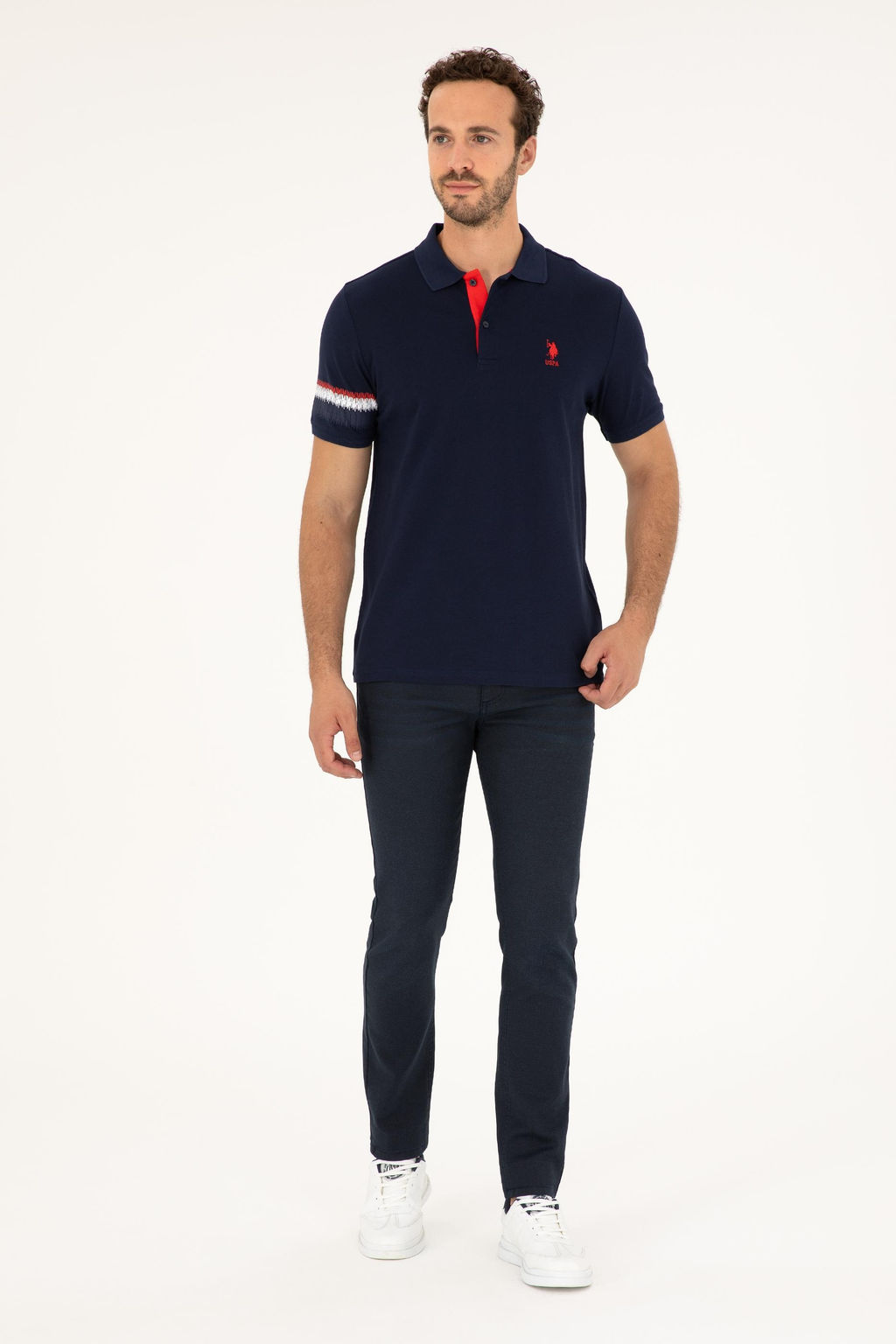 Футболка мужская U.S. Polo Assn темно-синяя хлопок  фото 4