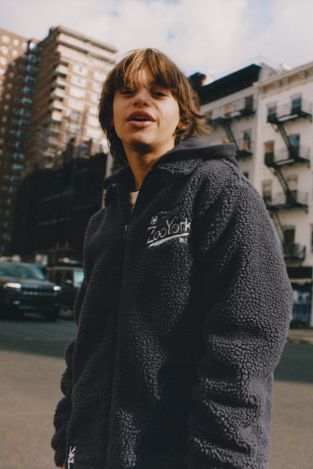 FAUX SHEARLING OVERSHIRT WITH REMOVABLE HOOD AND EMBROIDERED ZOO YORK® X ZARA DETAIL  фото 13