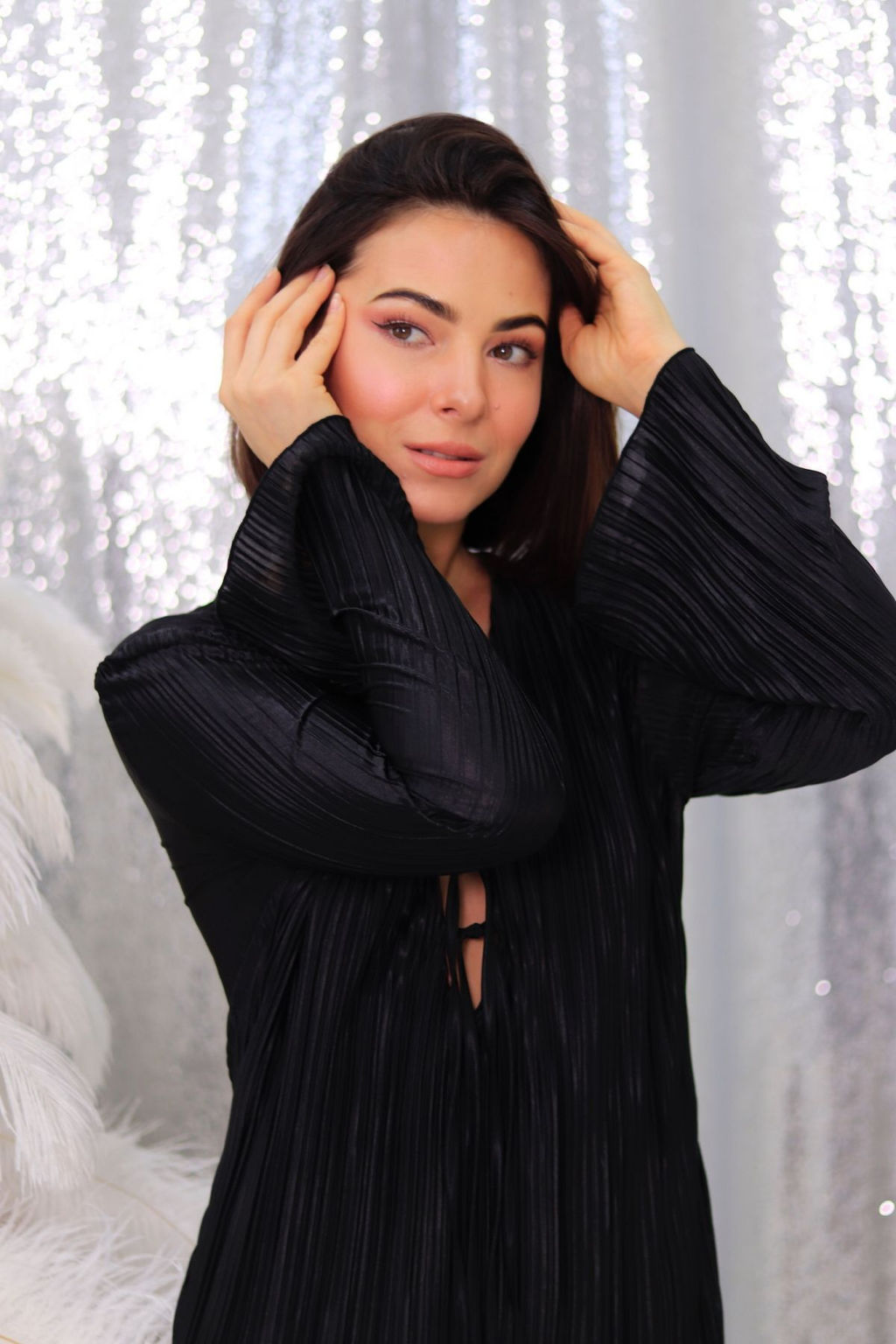 Martichelli Платье-мини гофре с завязками чёрное  фото 2