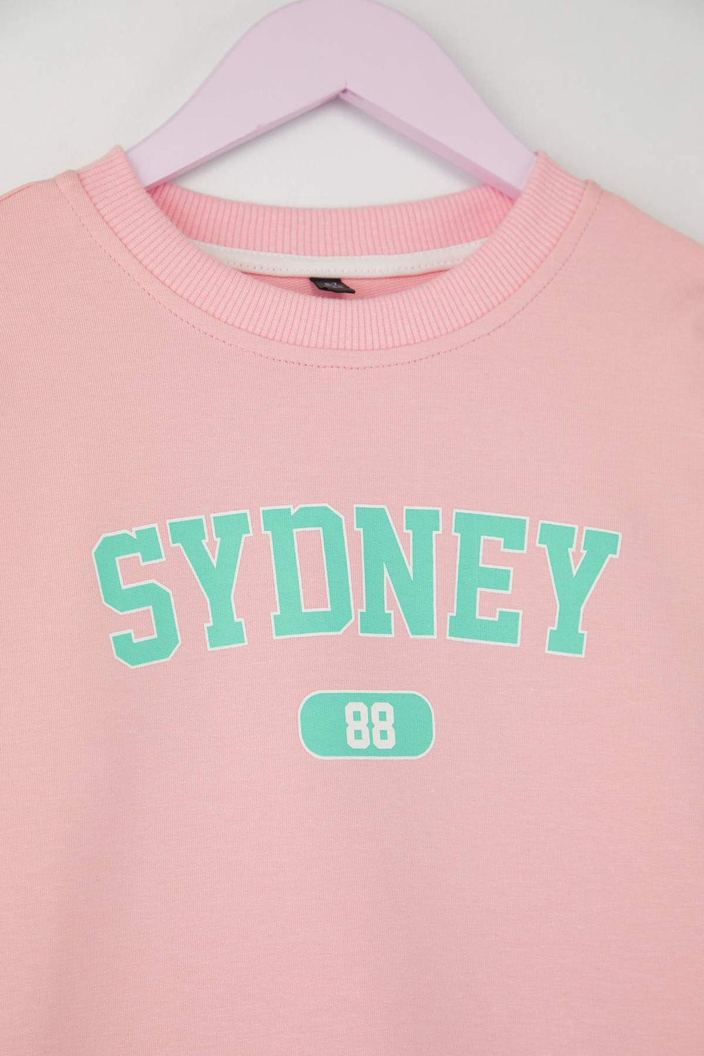 Ac?k Pembe 100% Pamuk Slogan Bask?l? Oversize Orme K?z Cocuk Sweatshirt TKDAW26SW00005 - Trendyolmilla фото 4