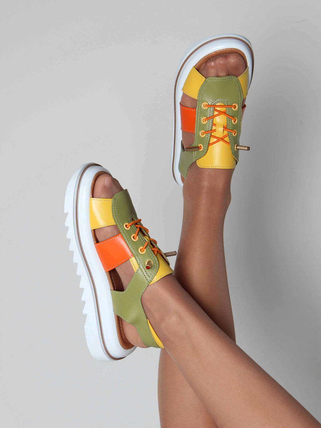 Босоножки 2029.2525w. Авокадо желтый оранжевый