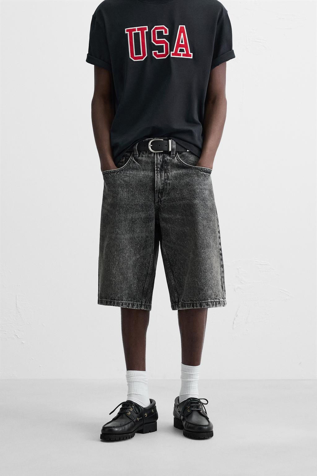 BASIC BAGGY FIT DENIM BERMUDA - Zara фото 32