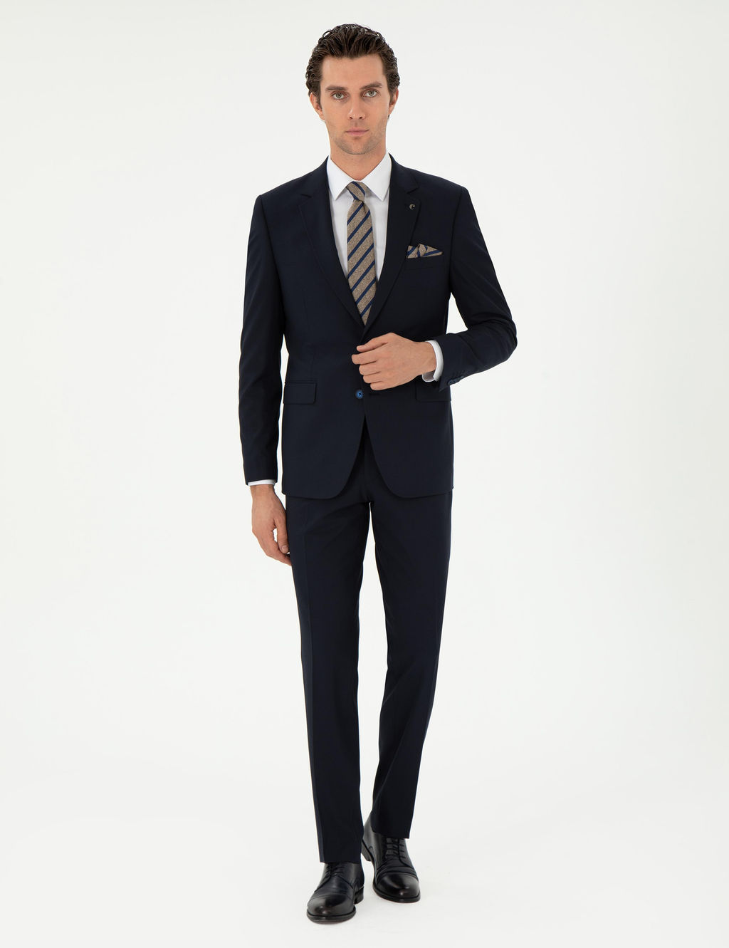 Koyu Lacivert Slim Fit Klasik Tak_m Elbise - Cacharel фото 4