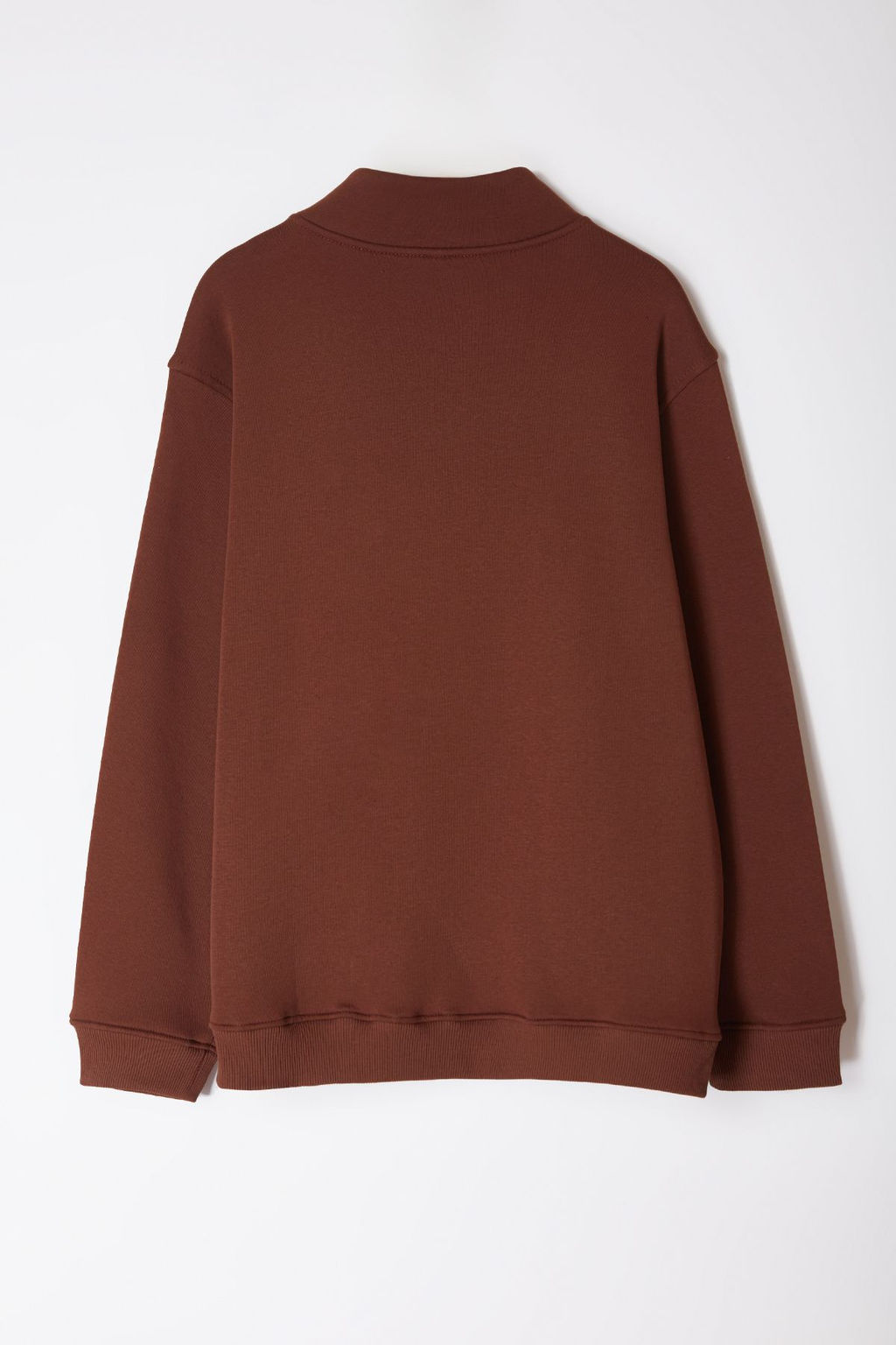 Kahverengi Buyuk Beden Oversize Dik Yaka Fermuarl? Ici Polarl? Sweatshirt TMNAW24AO00024